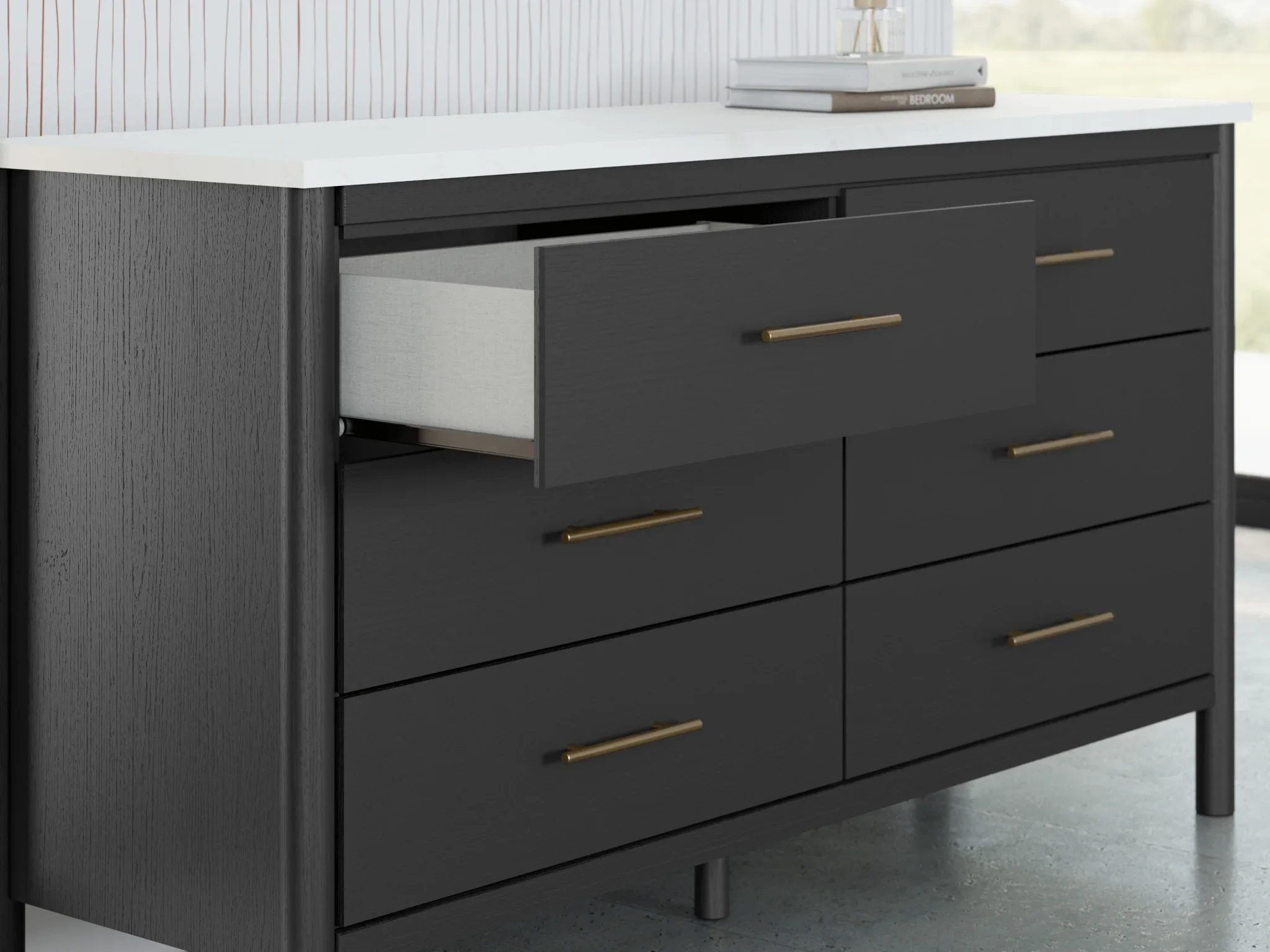 Cadmori - Black / White - Six Drawer Dresser - Image 5