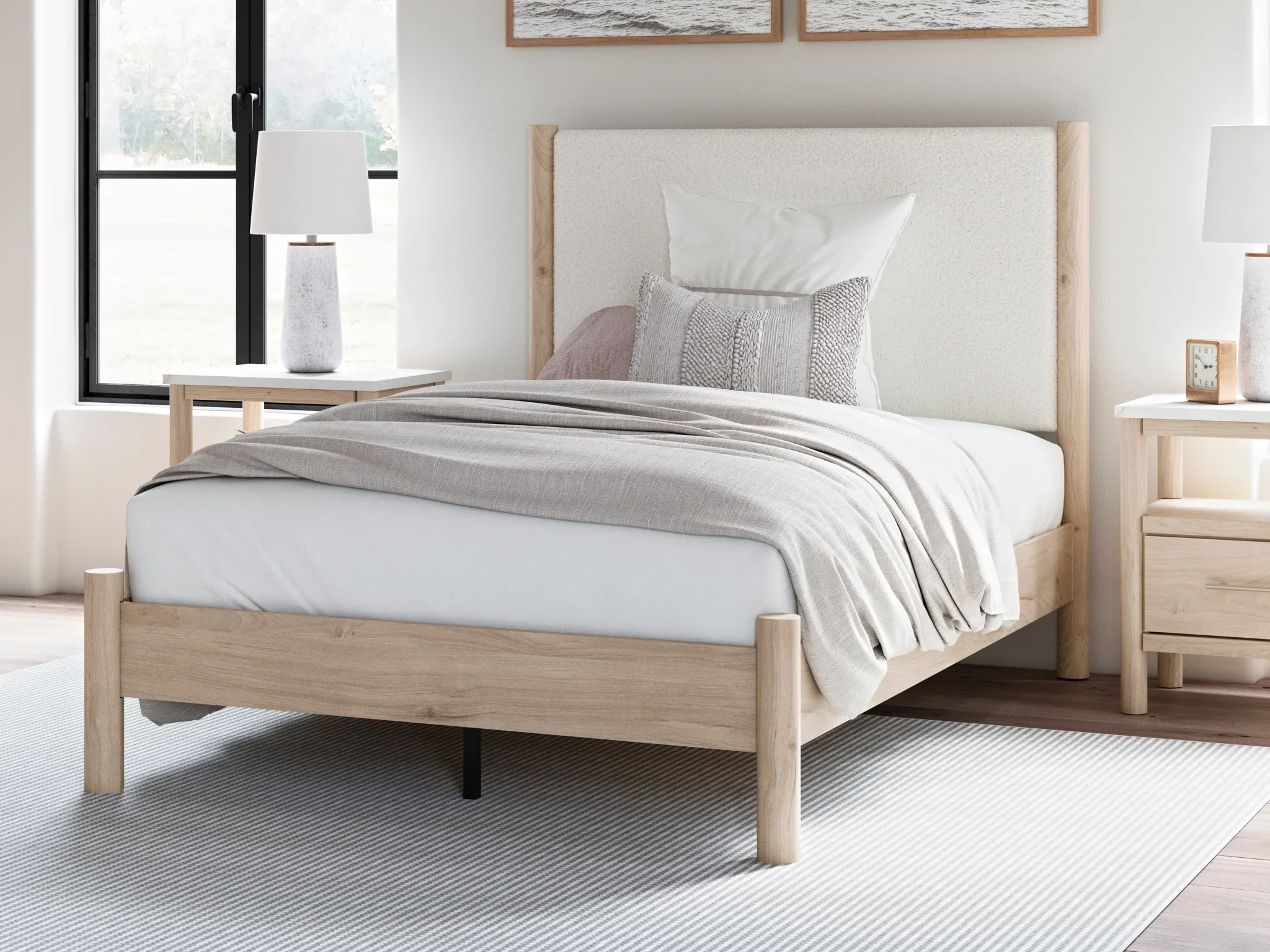Cadmori - Two-tone - Full Upholstered Panel Bed - Image 2