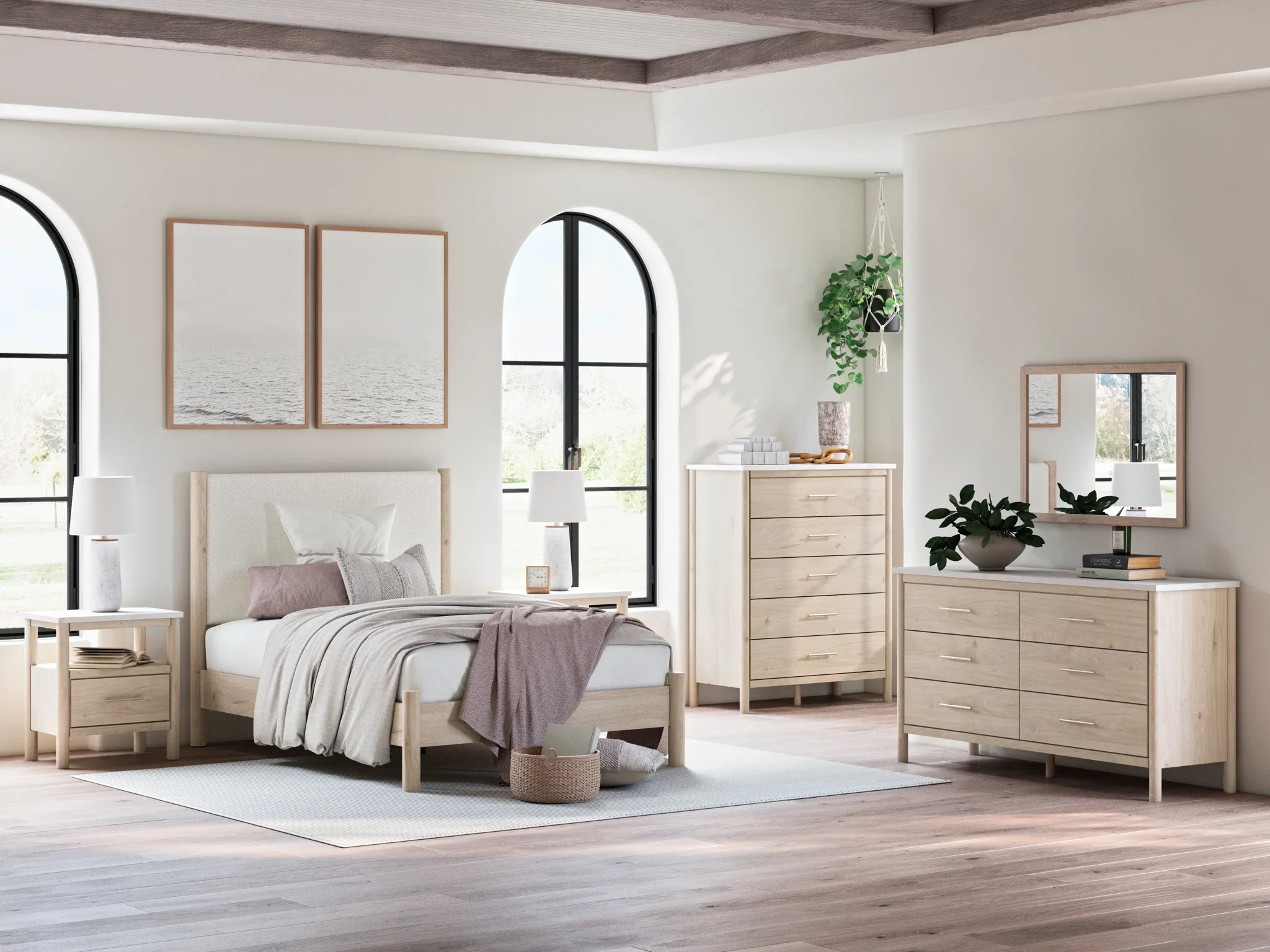 Cadmori - Two-tone - Full Upholstered Panel Bed - Image 6