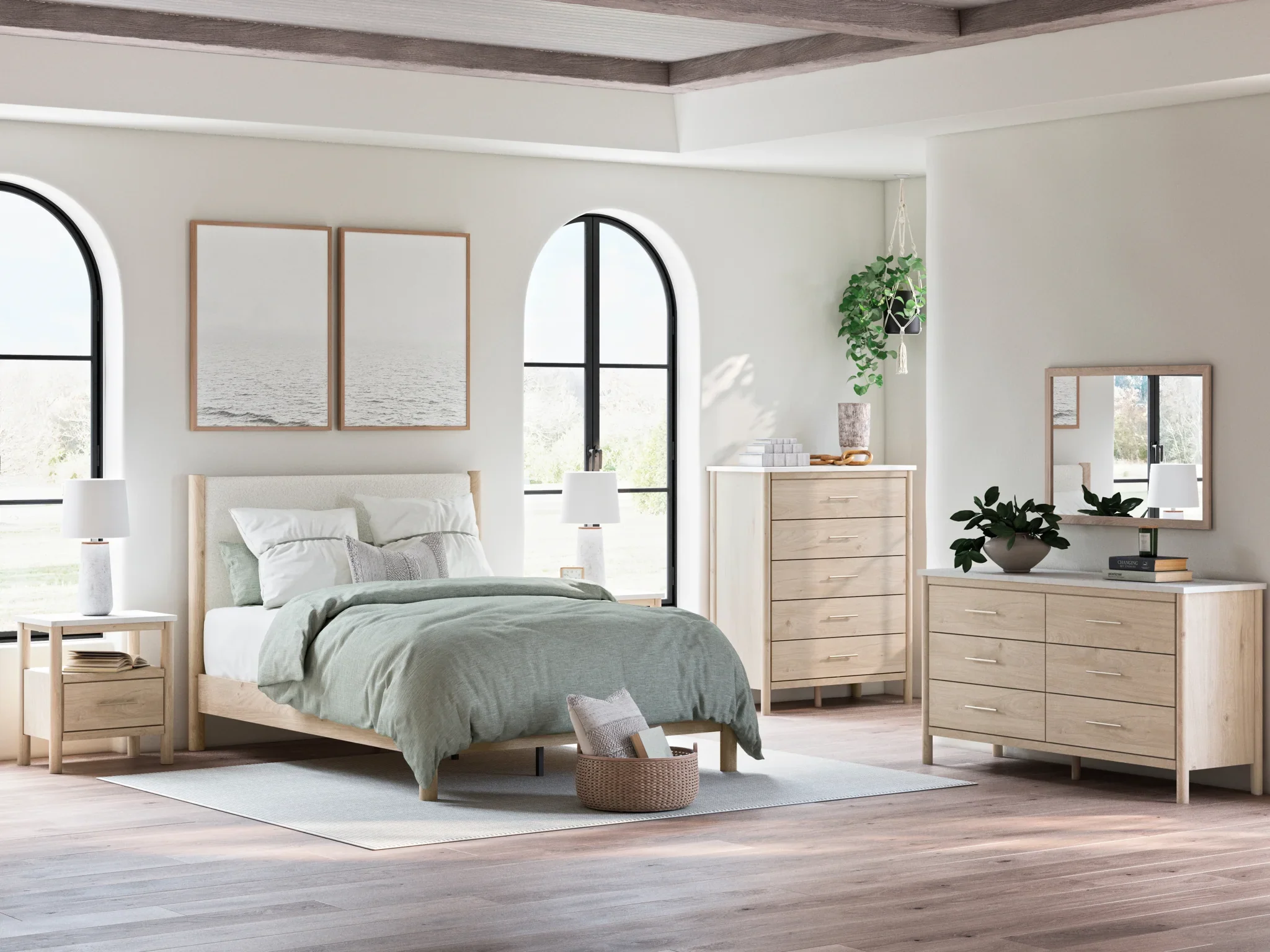 Cadmori - Two-tone - Queen Upholstered Panel Bed - Image 11