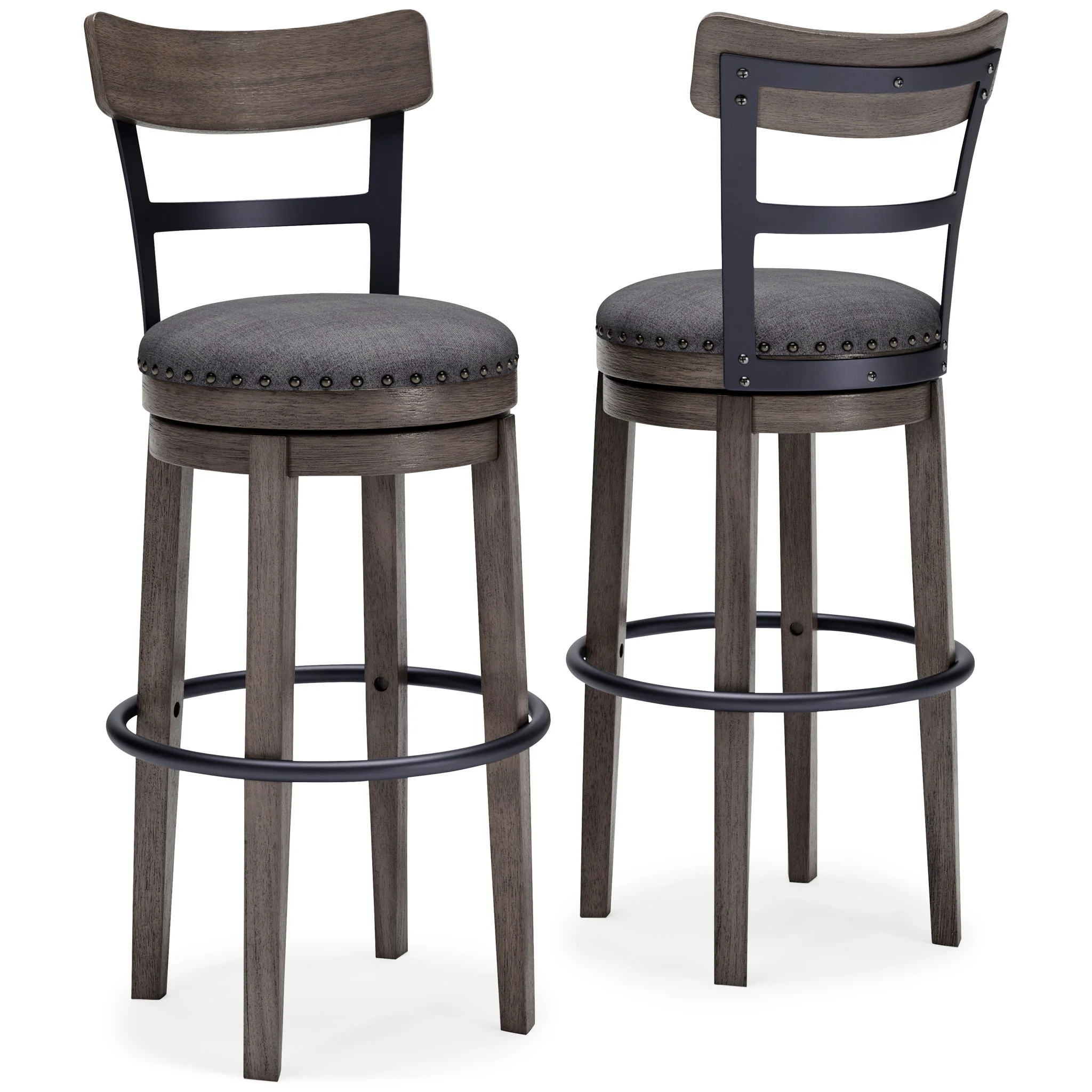 Caitbrook - Gray - Tall Uph Swivel Barstool - Image 7