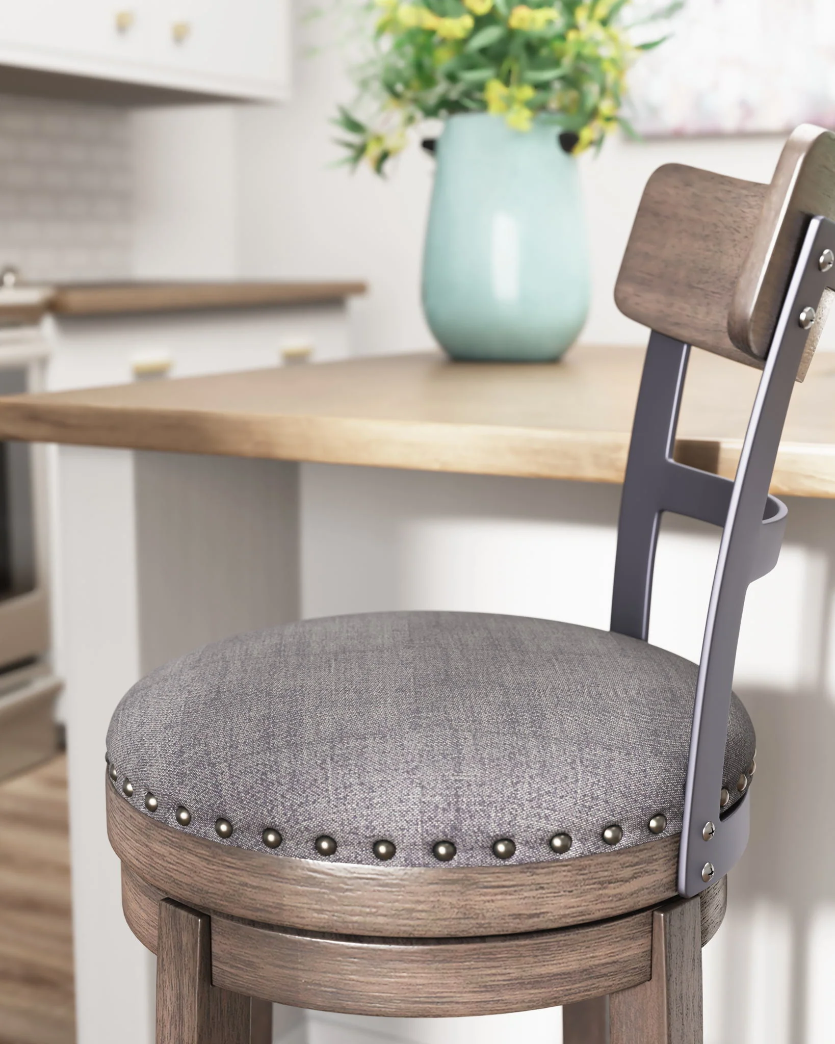 Caitbrook - Gray - Uph Swivel Barstool - Image 6
