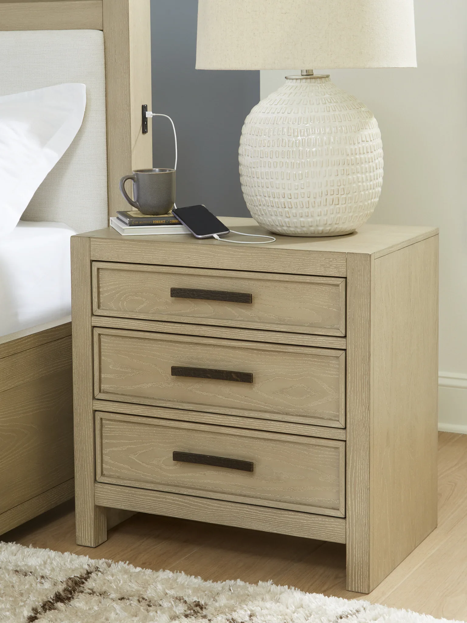 Calmoro - Three Drawer Night Stand - Gray - Image 2