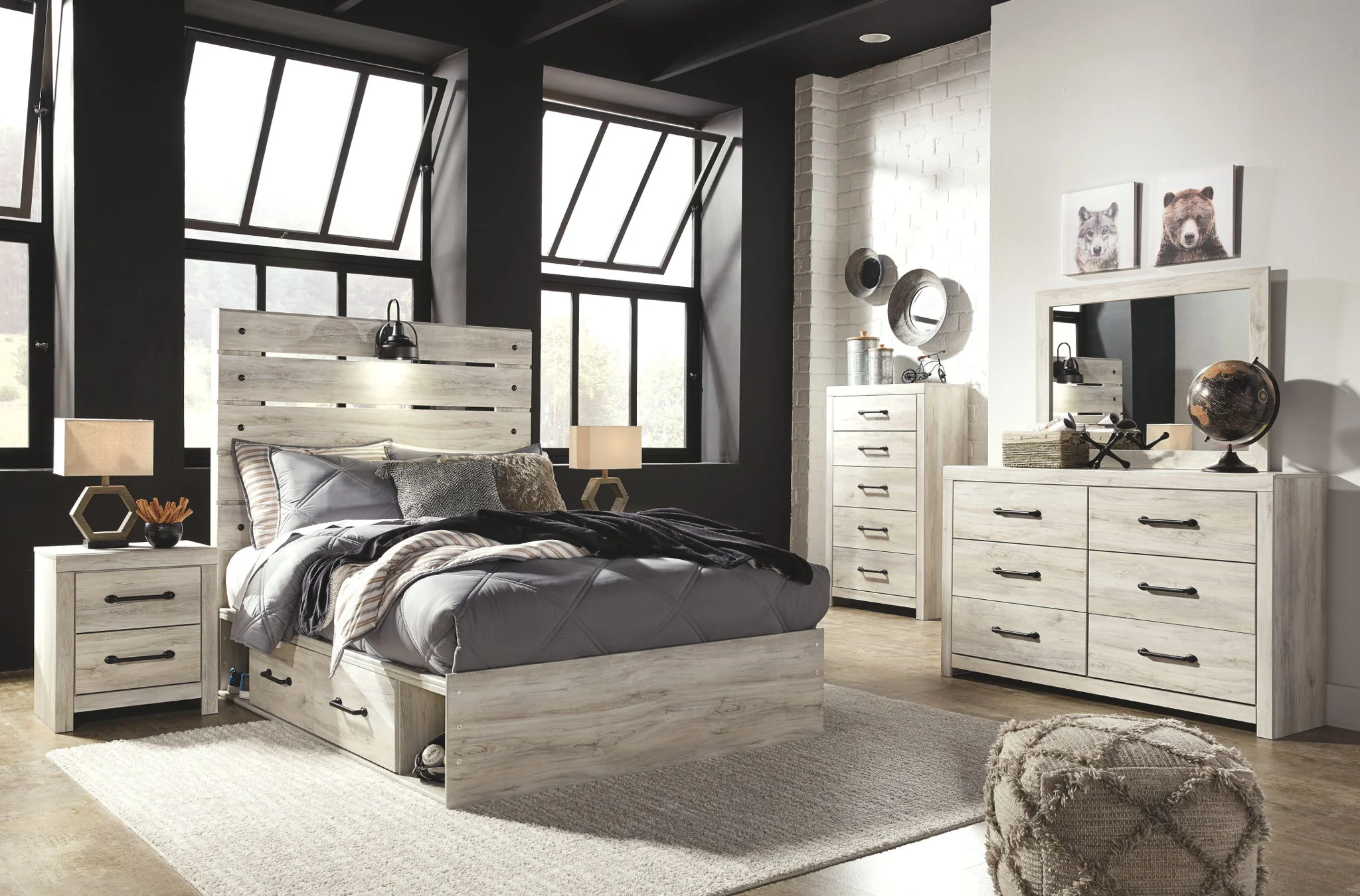 Cambeck - Whitewash - Full Panel Bed With 4 Storage Drawers - Image 3
