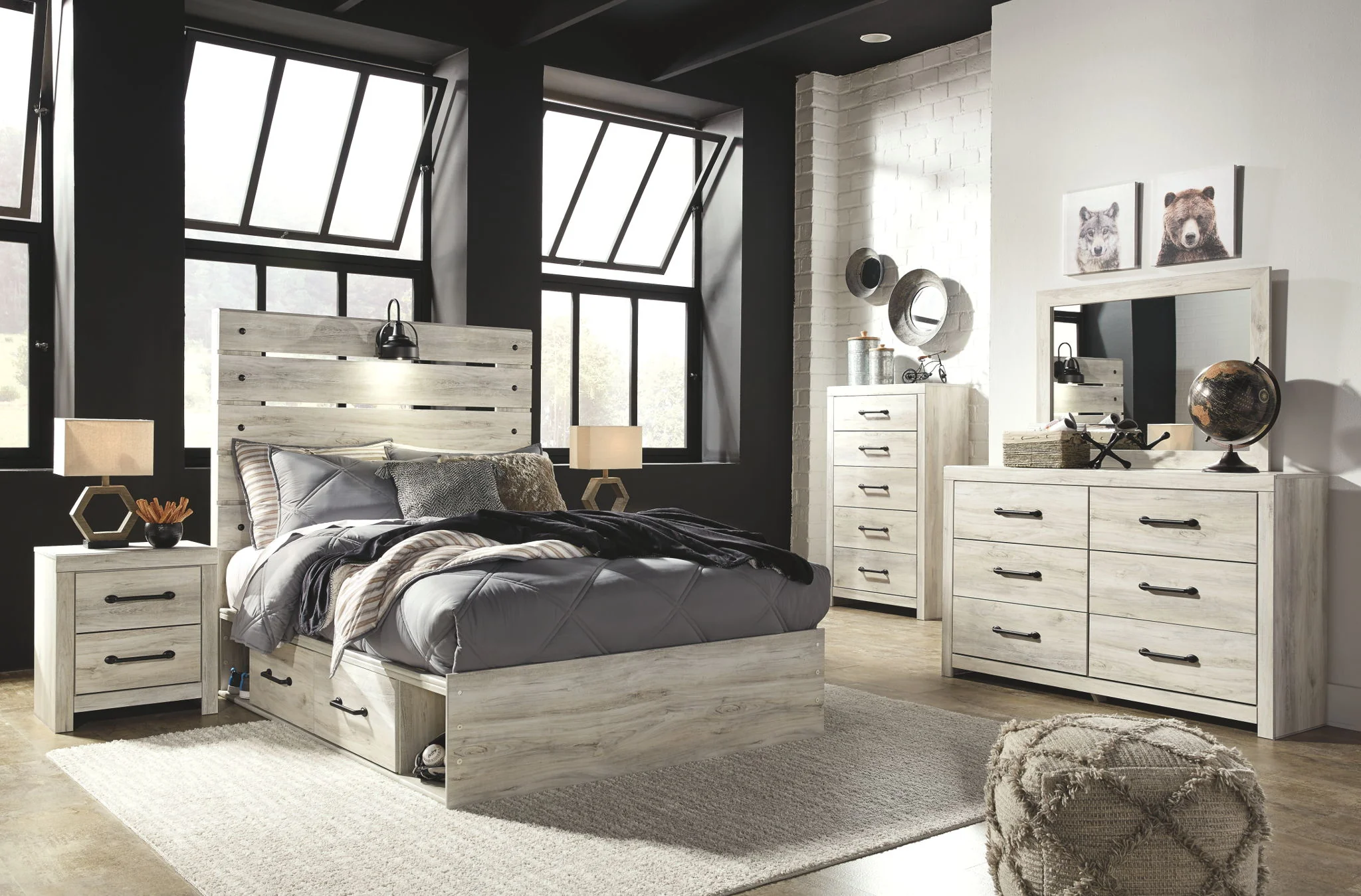 Cambeck - Whitewash - Full Panel Bed With Side Storage Drawers - Image 3