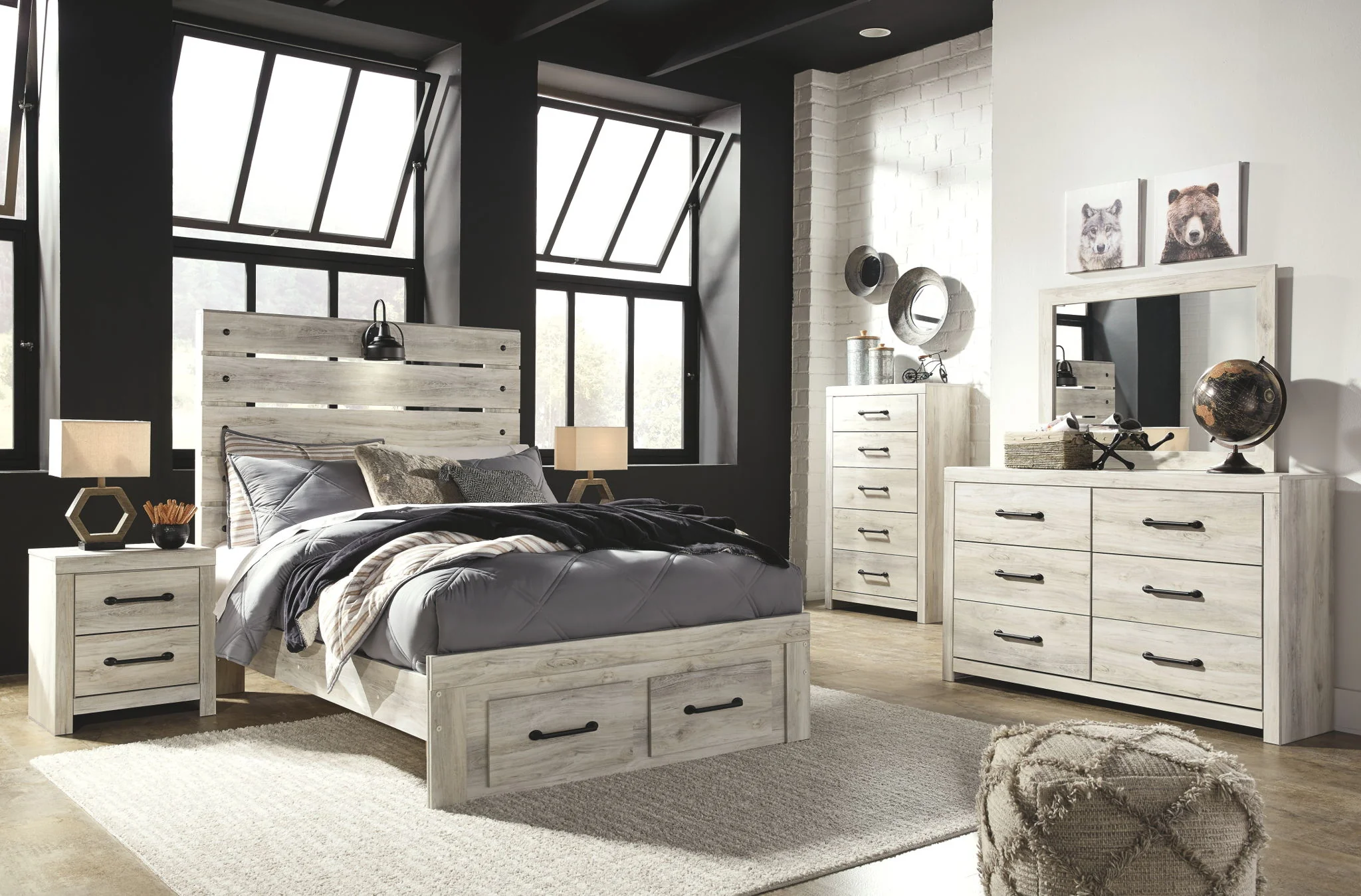 Cambeck - Whitewash - Full Panel Bed With 2 Storage Drawers - Image 3