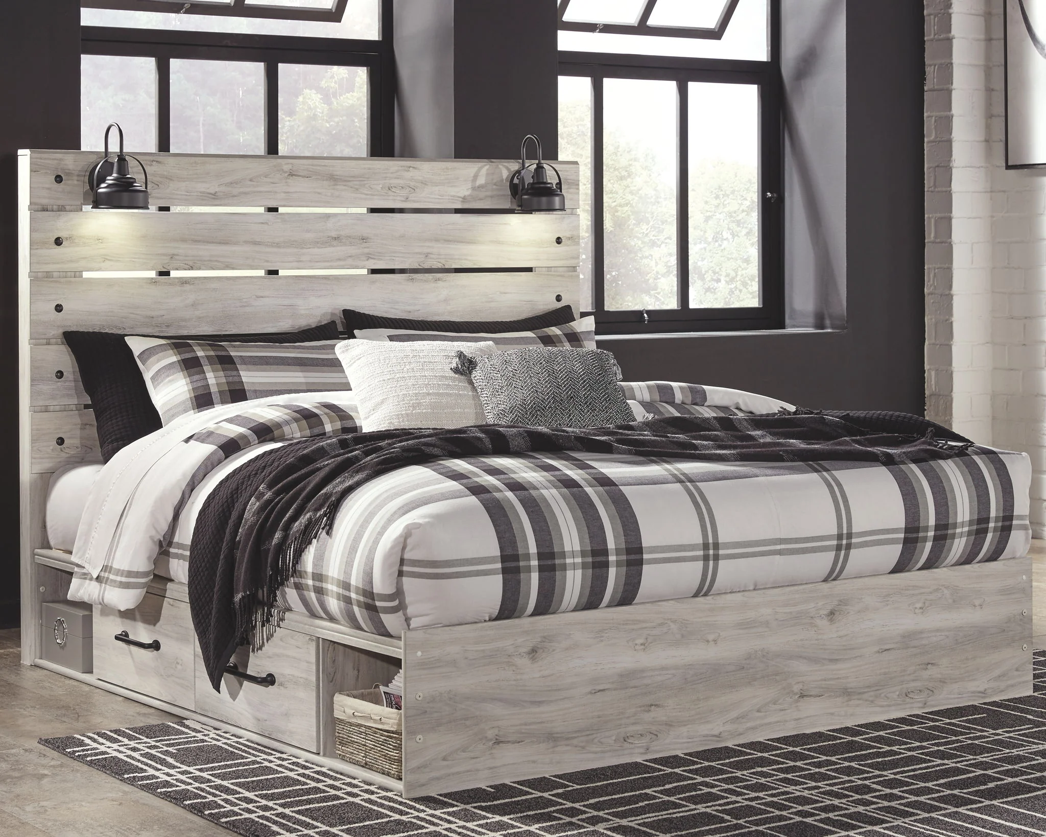 Cambeck - Whitewash - King Panel Bed With 4 Storage Drawers - Image 2