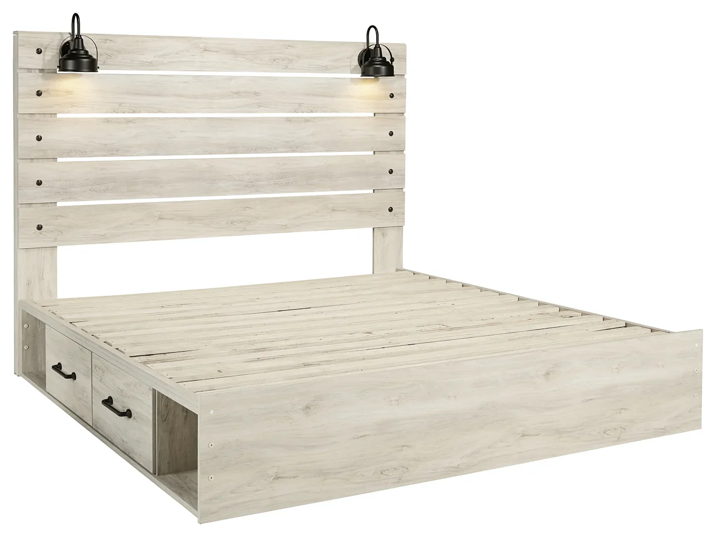 Cambeck - Whitewash - King Panel Bed With 4 Storage Drawers - Image 3
