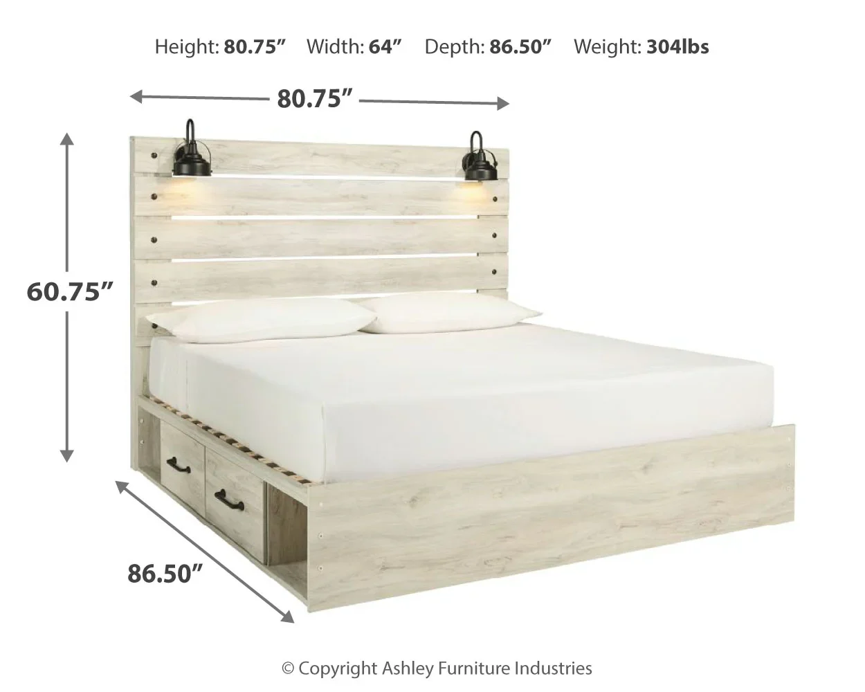 Cambeck - Whitewash - King Panel Bed With 4 Storage Drawers - Image 4