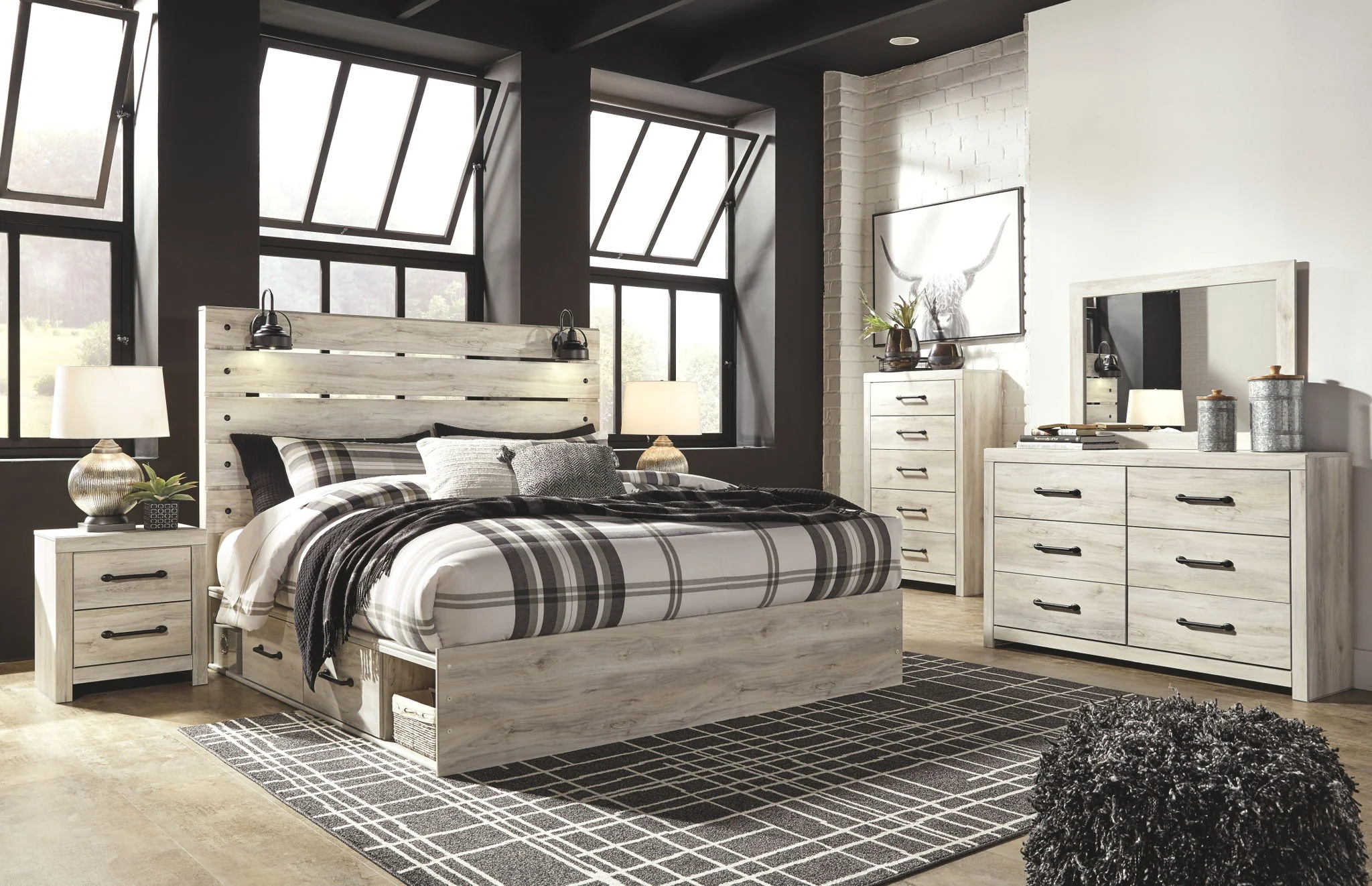 Cambeck - Whitewash - King Panel Bed With 4 Storage Drawers - Image 6