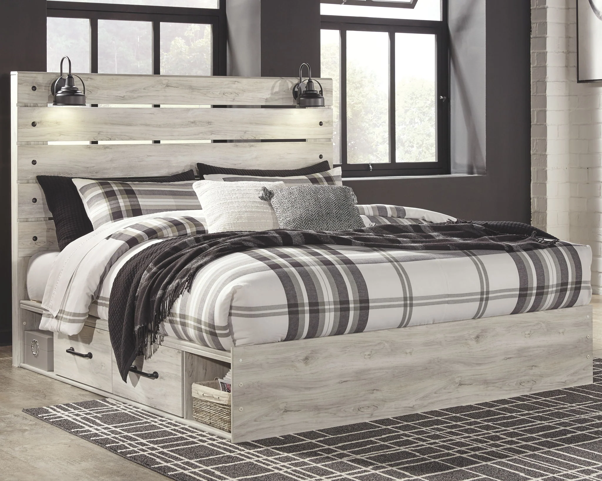 Cambeck - Whitewash - King Panel Bed With Side Storage Drawers - Image 2