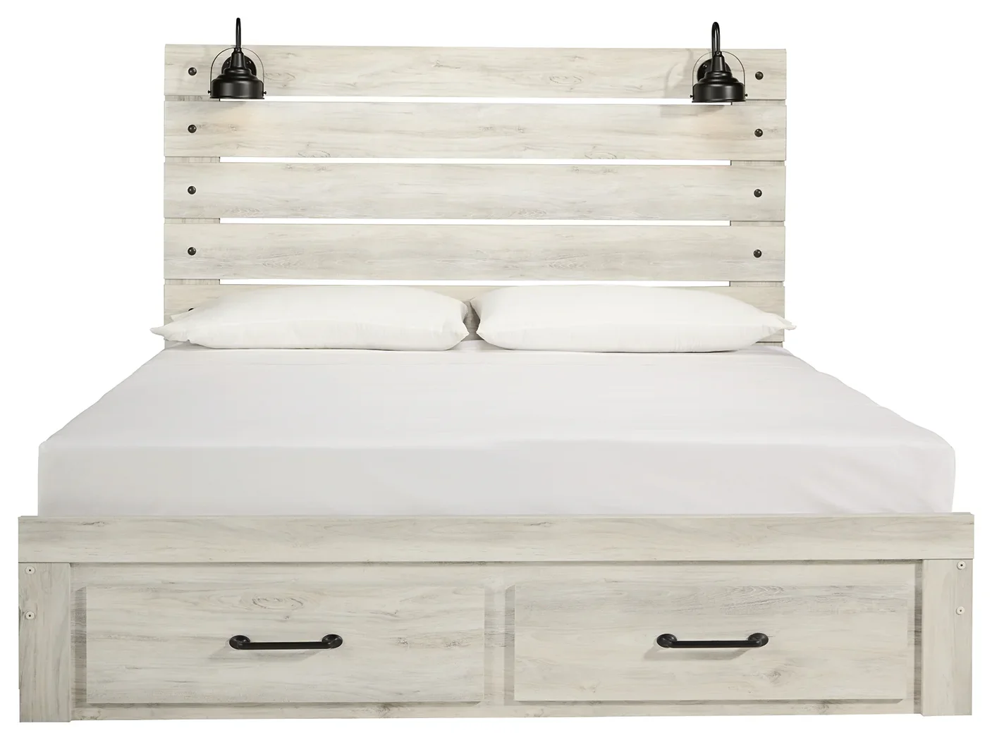 Cambeck - Whitewash - King Panel Bed With 2 Storage Drawers - Image 5