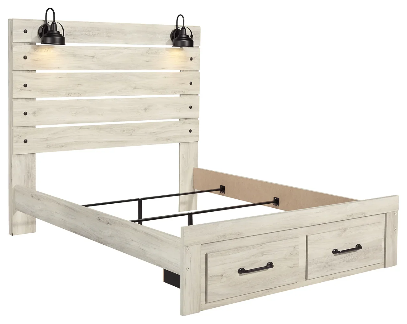 Cambeck - Whitewash - Queen Panel Bed With 2 Storage Drawers - Image 4