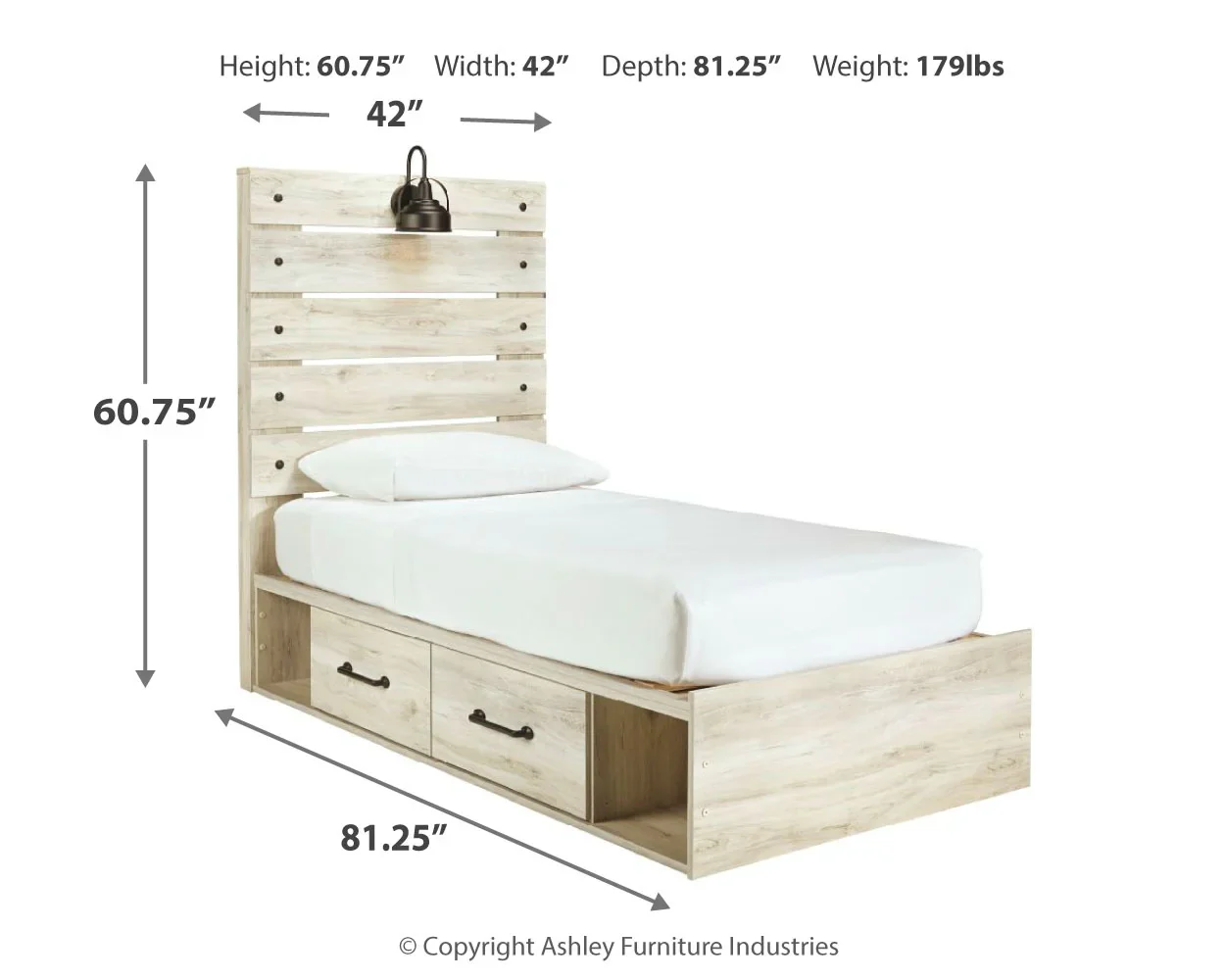 Cambeck - Whitewash - Twin Panel Bed With Side Storage Drawers - Image 6