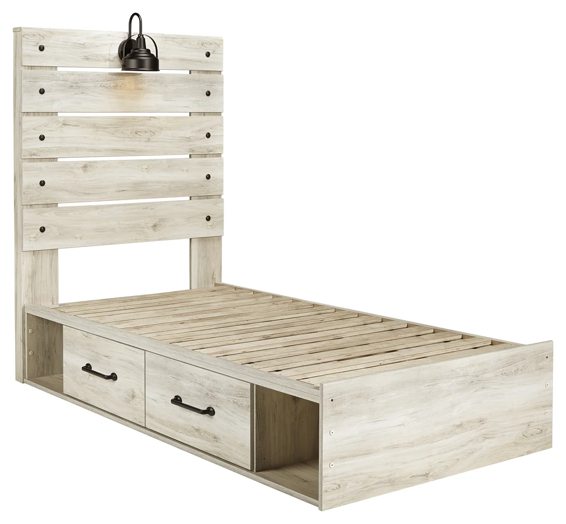 Cambeck - Whitewash - Twin Panel Bed With Side Storage Drawers - Image 8
