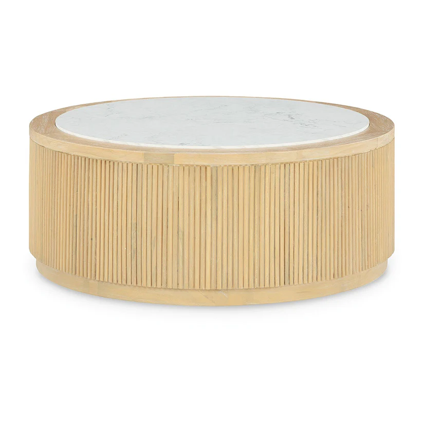Camdill - Light Brown / White - Round Cocktail Table