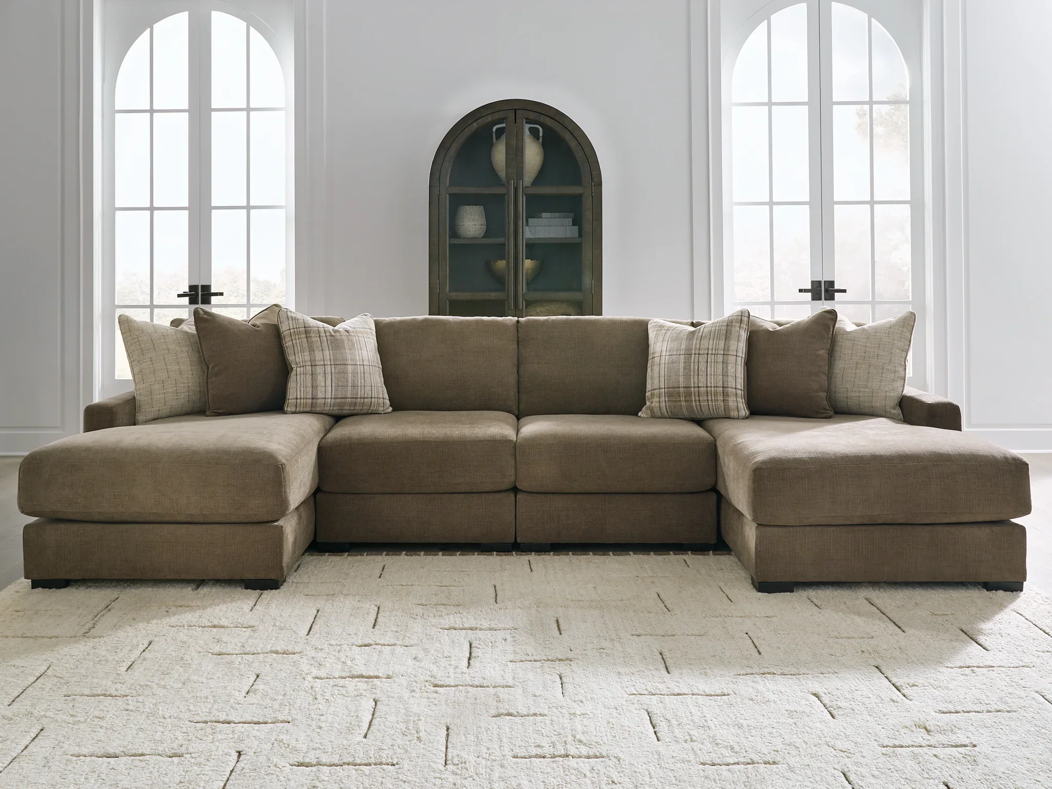 Camellia-Court - 4-Piece Double Chaise Sectional - Coffee - Image 2