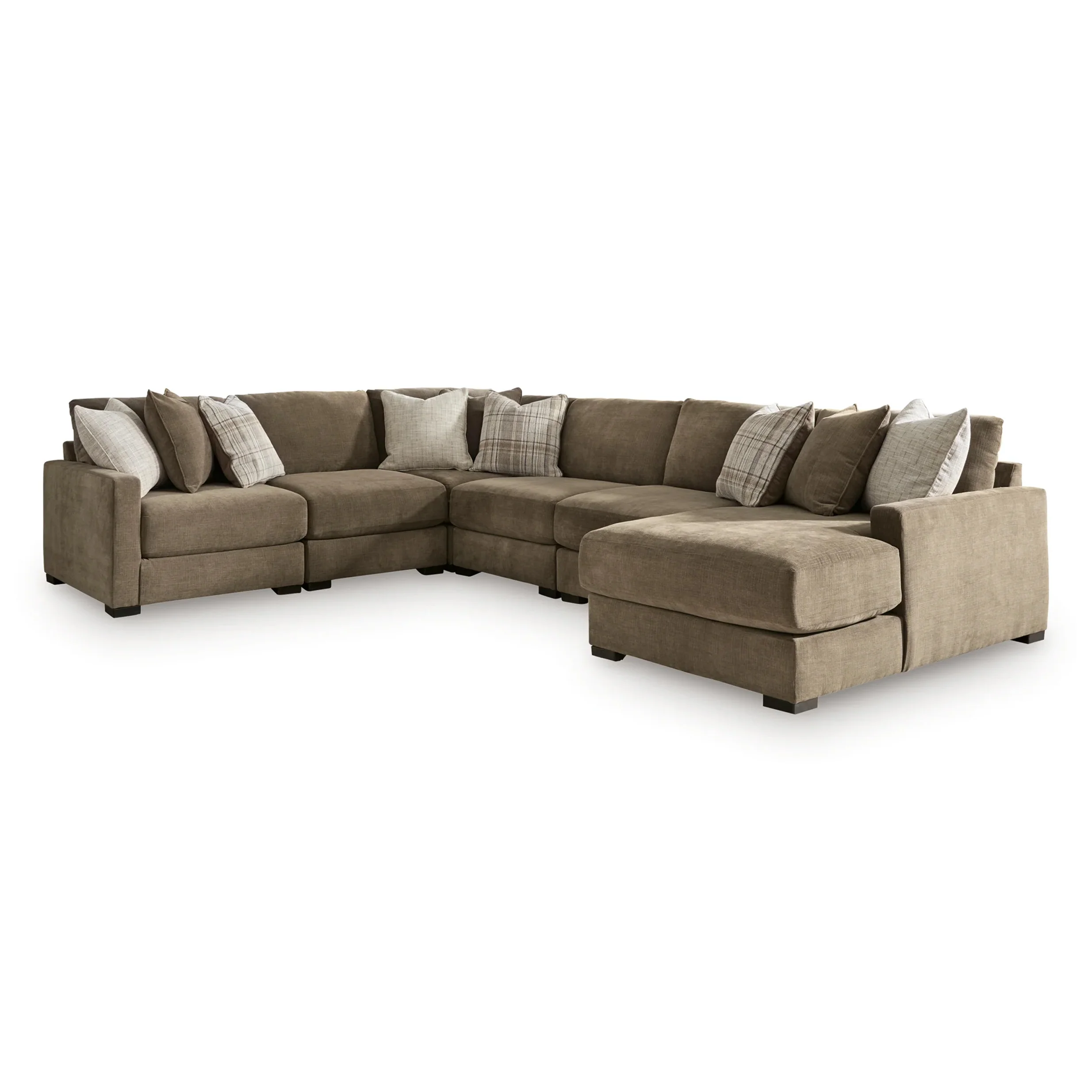 Camellia-Court - 6-Piece Sectional With RAF Corner Chaise - Coffee