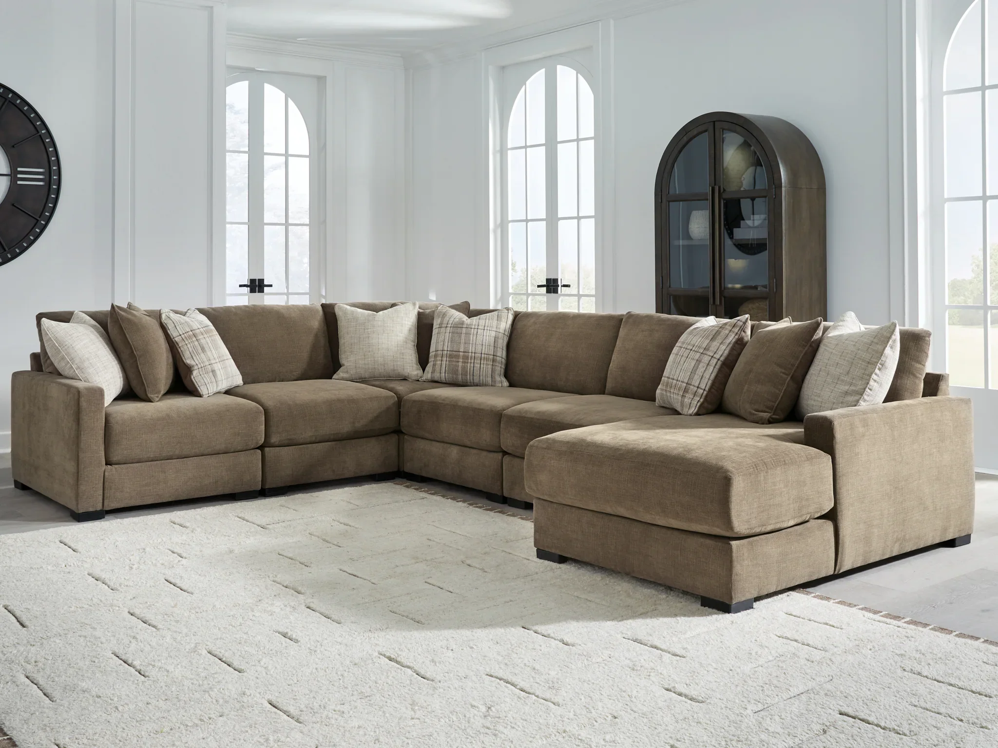 Camellia-Court - 6-Piece Sectional With RAF Corner Chaise - Coffee - Image 2