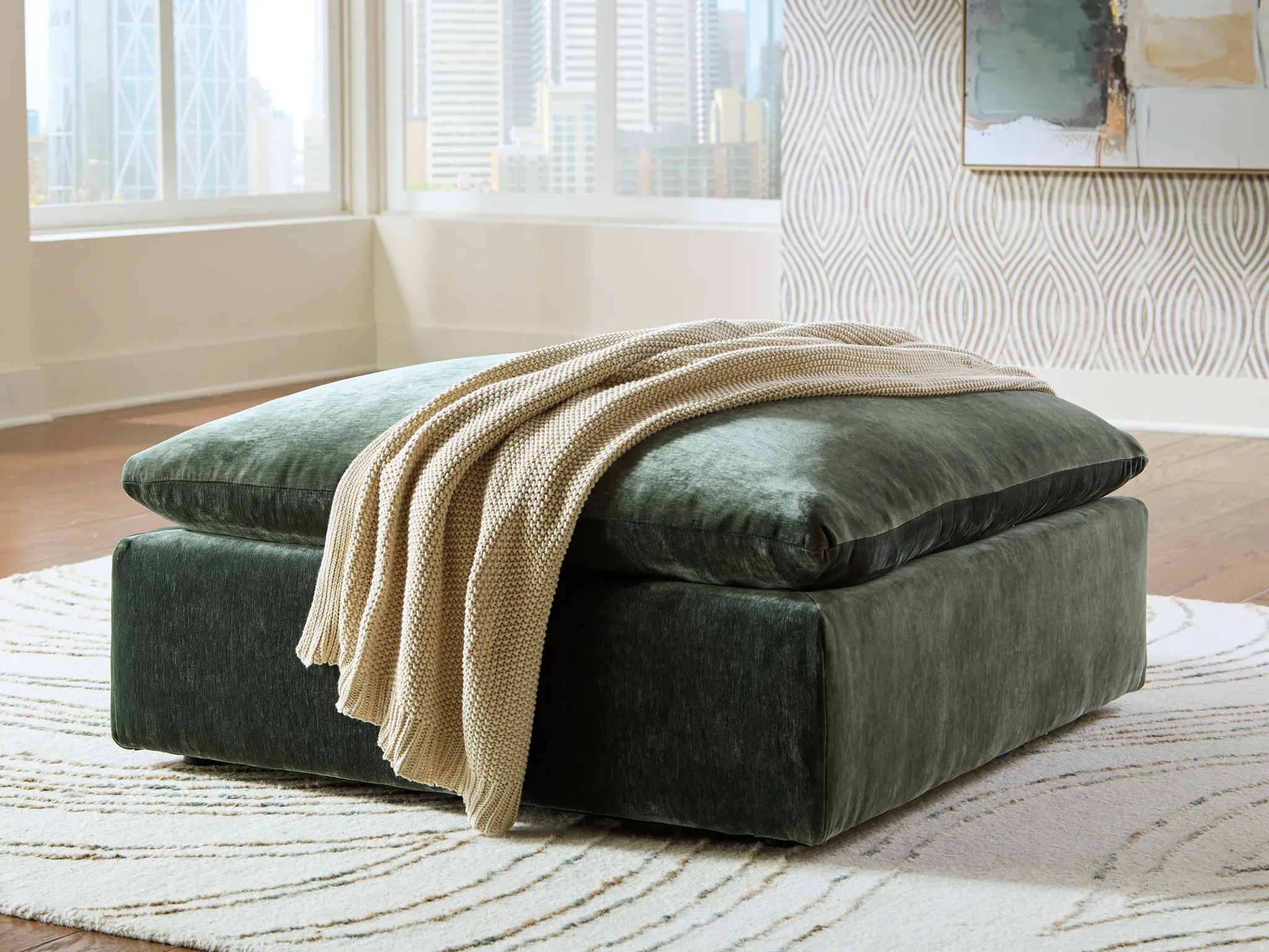 Carriage View - Jade - Oversized Accent Ottoman - Image 3
