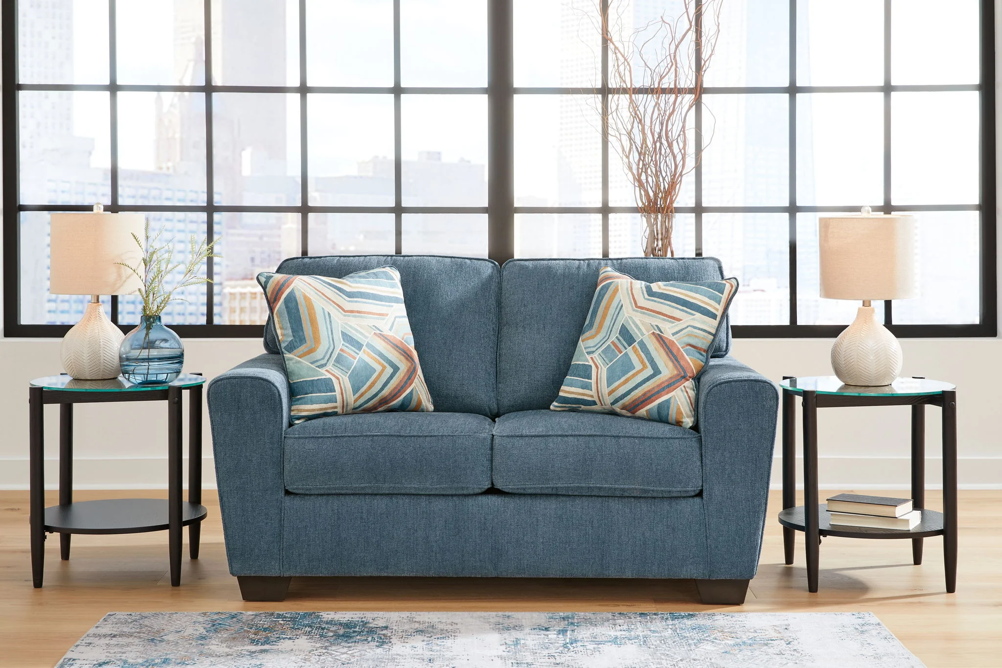 Cashton - Blue - Loveseat - Image 3