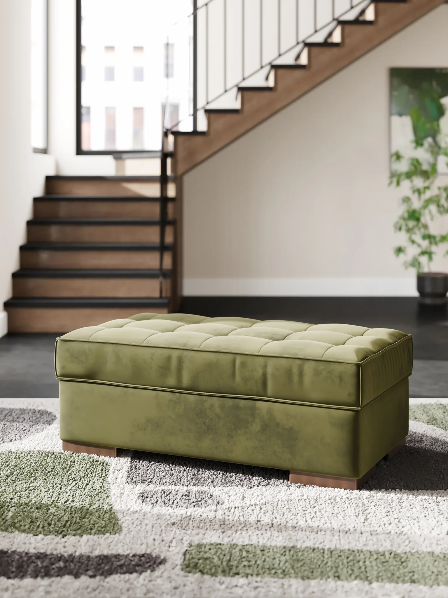 Caspian-Town - Olive - Oversized Accent Ottoman - Image 2