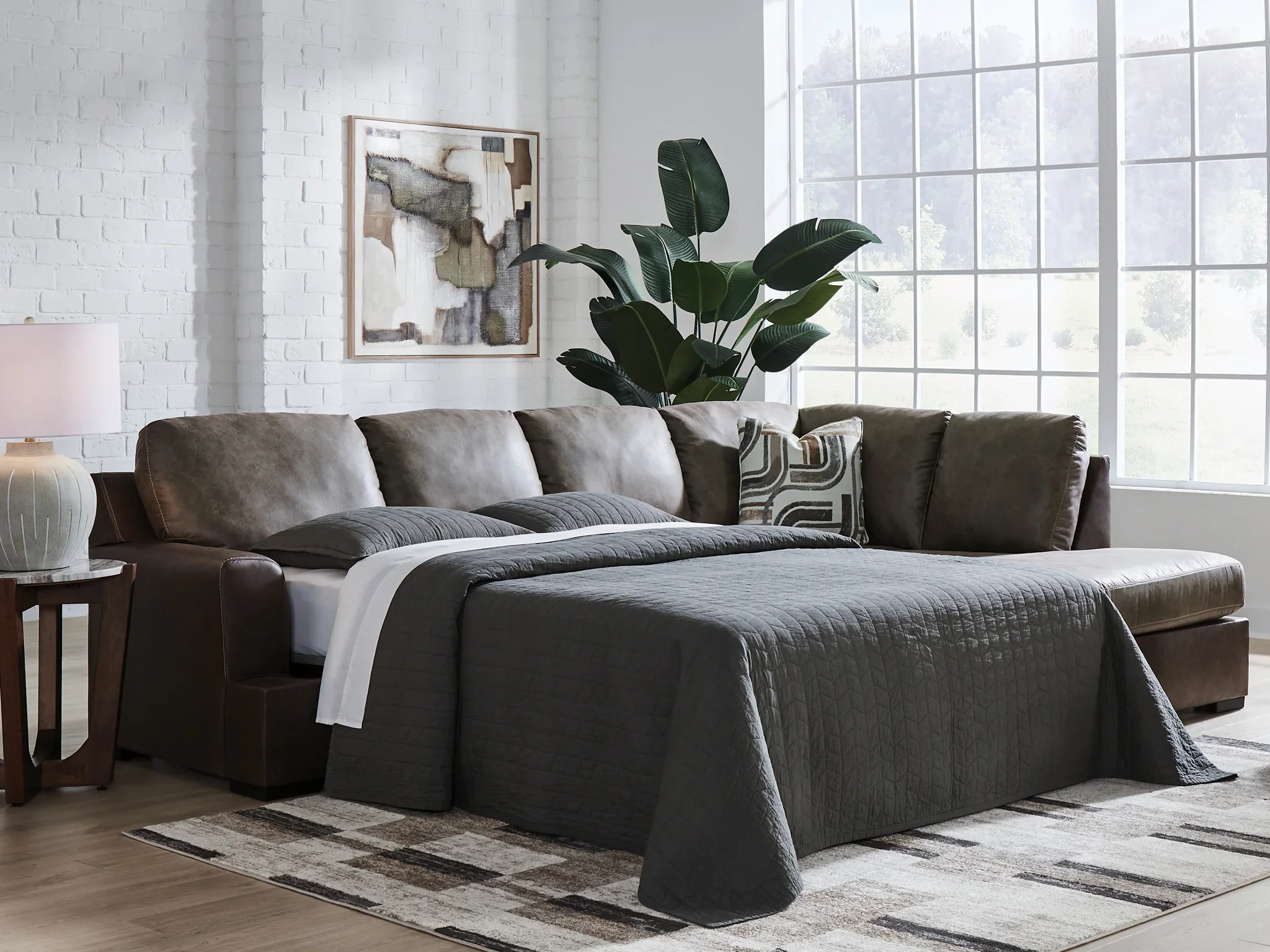 Castille Way - 2-Piece Sleeper Sectional With RAF Corner Chaise - Fossil - Image 2