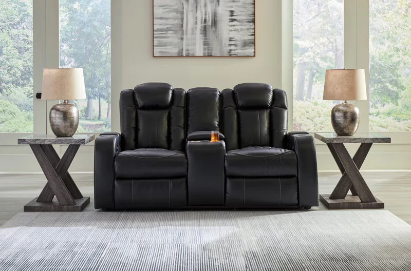 Caveman Den - Midnight - Power Reclining Loveseat With Console/ Adj Hdrst - Image 5