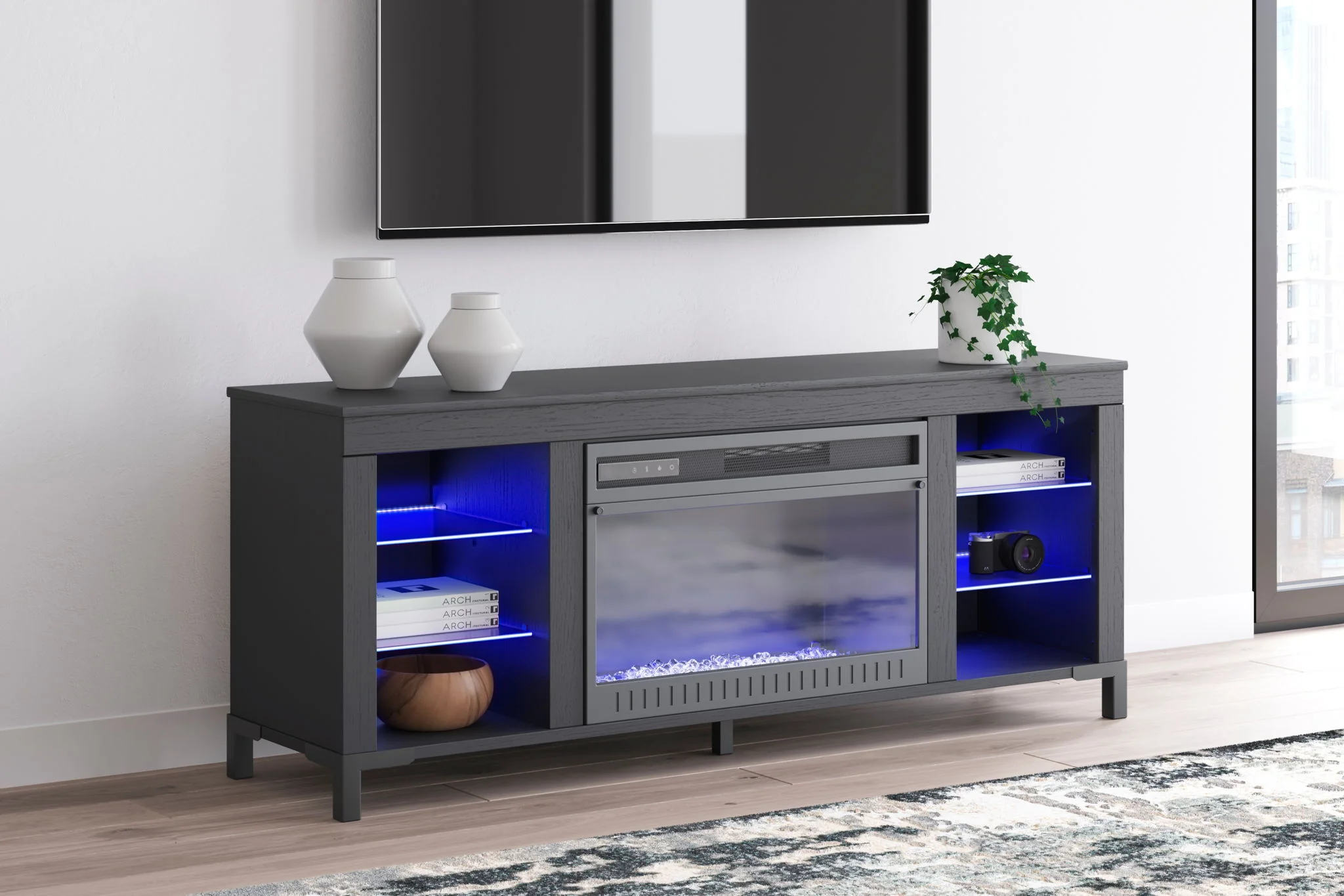 Cayberry - Black - TV Stand With Fireplace - Image 13