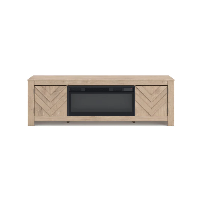 Cayboni - Tan - 71" TV Stand With Electric Fireplace - Image 3