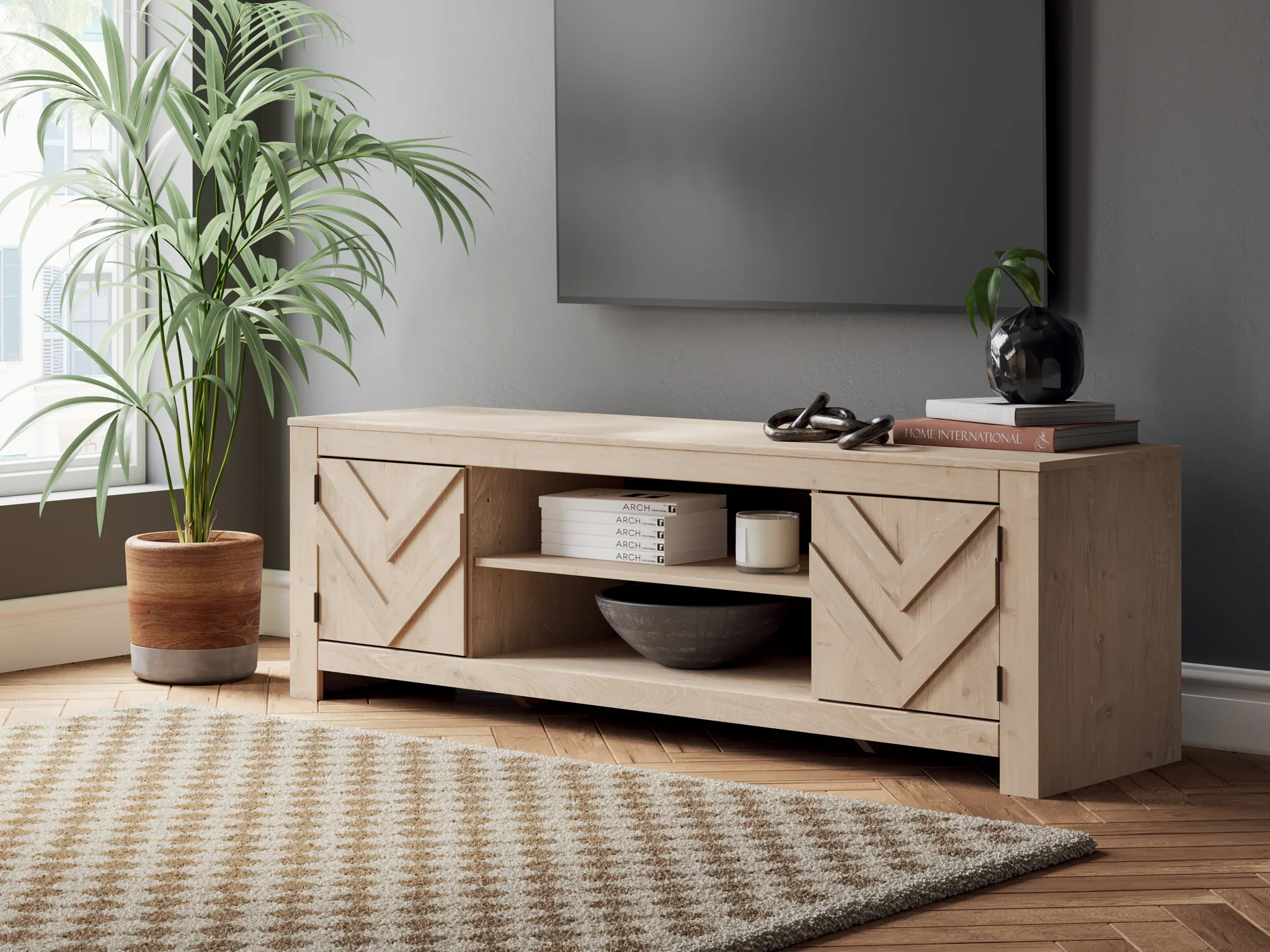 Cayboni - Tan - LG TV Stand With Fireplace Option - Image 7