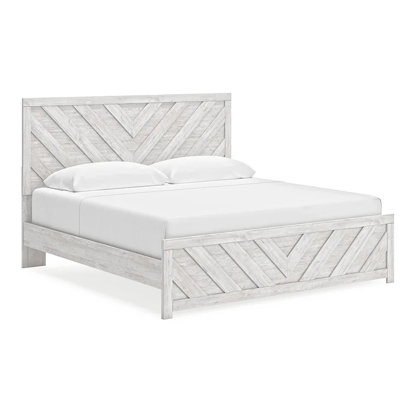 Cayboni - Whitewash - King Panel Bed