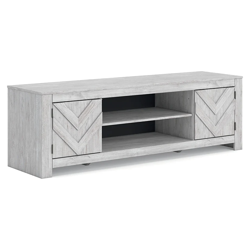 Cayboni - Whitewash - LG TV Stand With Fireplace Option