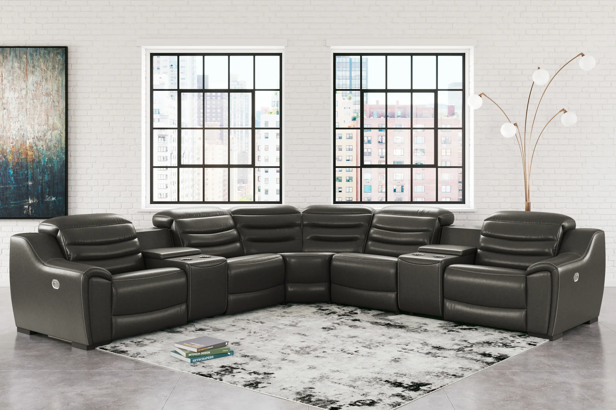 Center Line - Dark Gray - 7-Piece Power Reclining Sectional - Image 2