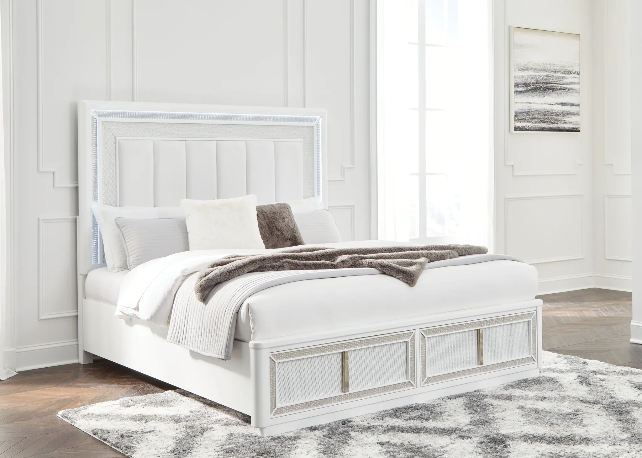 Chalanna - White - California King Upholstered Storage Bed - Image 2