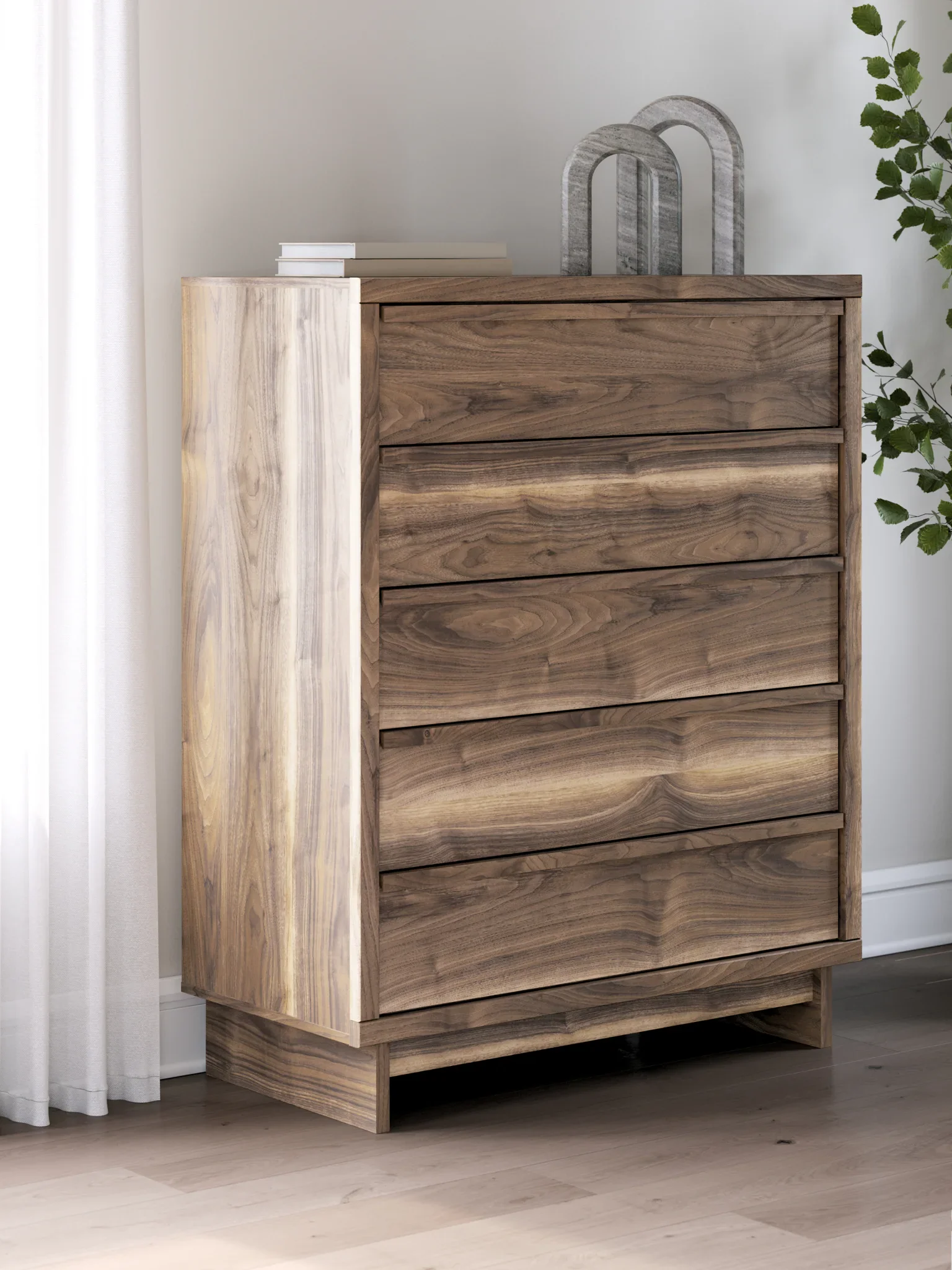 Chirason - Brown - Five Drawer Wide Chest - Image 2