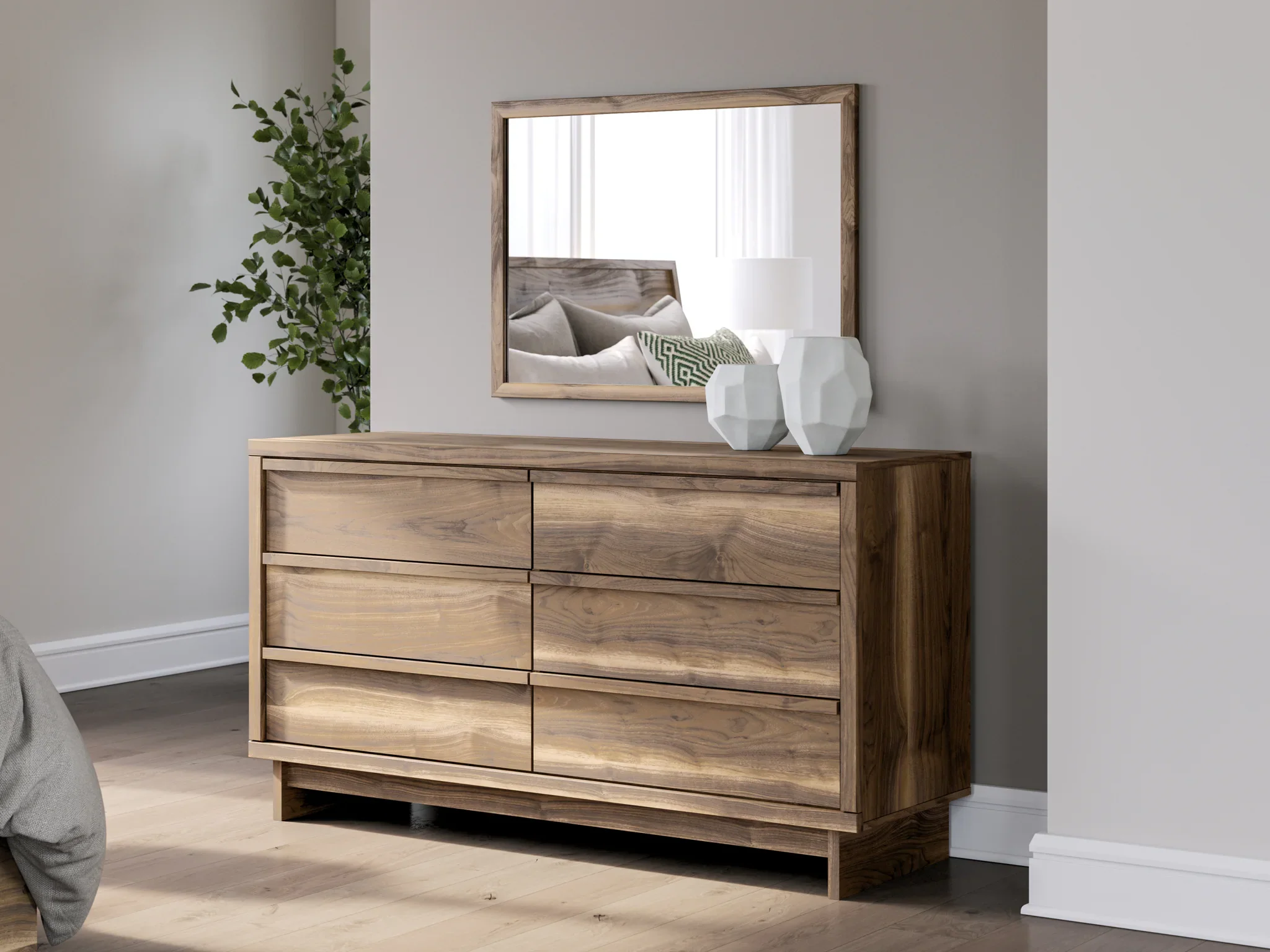 Chirason - Brown - Six Drawer Dresser And Mirror - Image 2