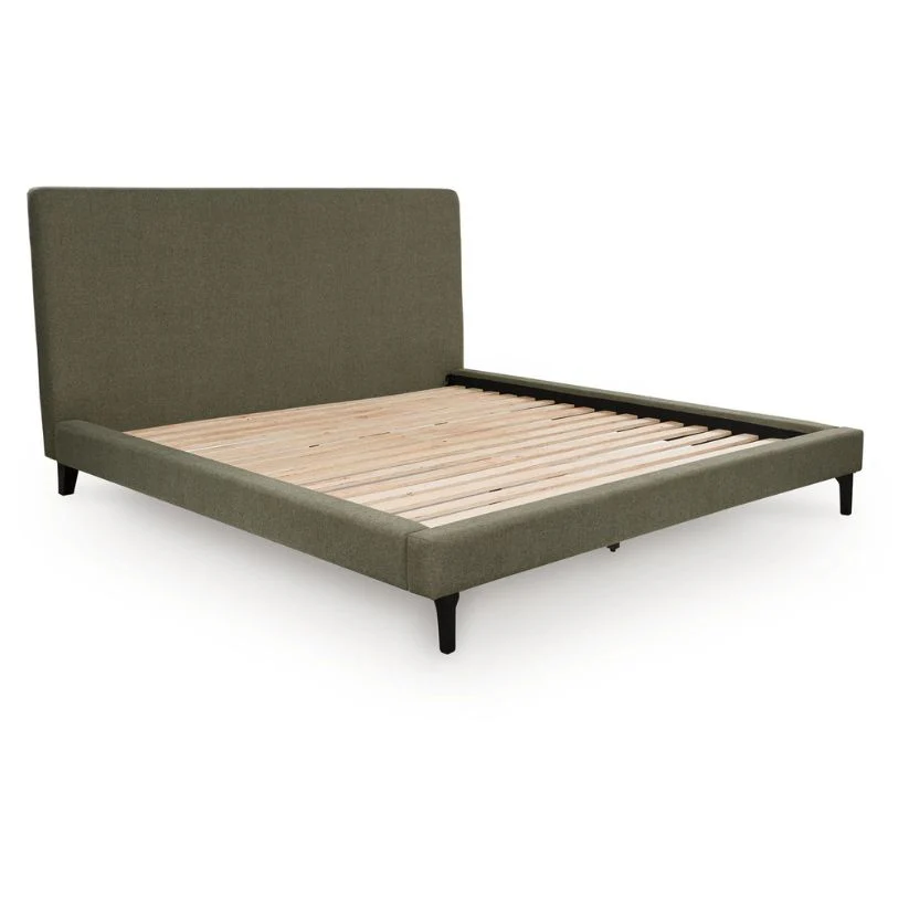 Chirason - Sage Green - California King Upholstered Bed With Roll Slats