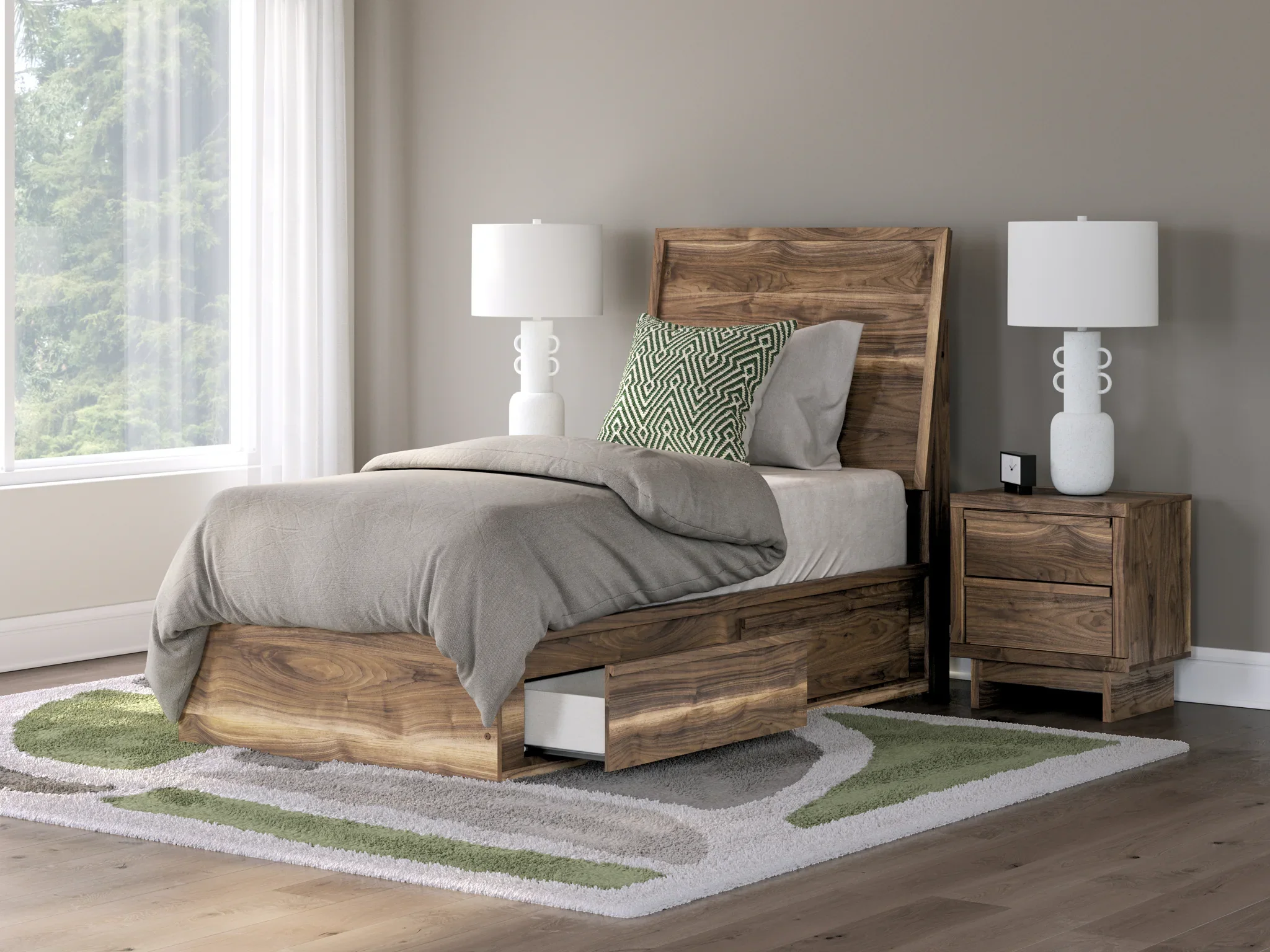 Chirason - Twin Panel Bed With Storage - Brown - Image 2