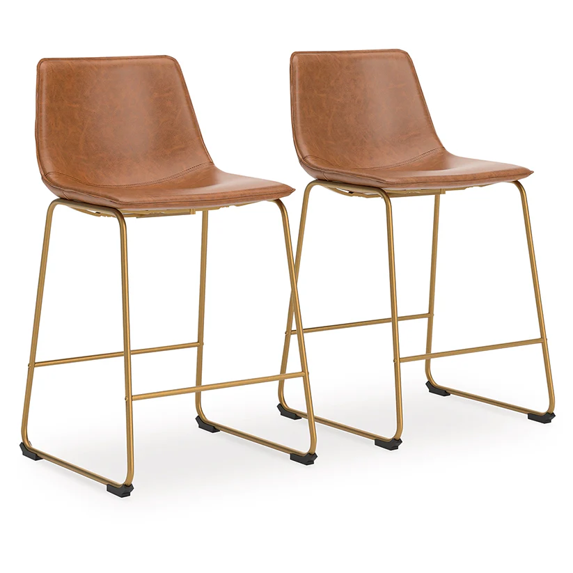 Ciabori - Brown / Gold - Upholstered Barstool (Set of 2)
