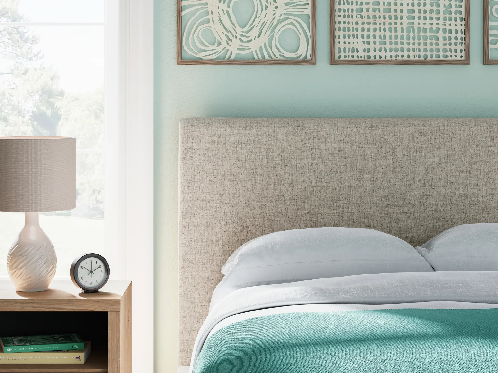 Cielden - Soft Gray - Full Upholstered Bed With Roll Slats - Image 9