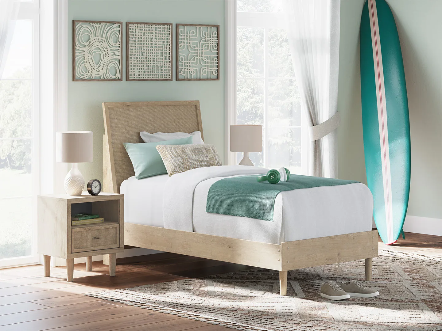 Cielden - Two-Tone - Twin Panel Bed - Image 2