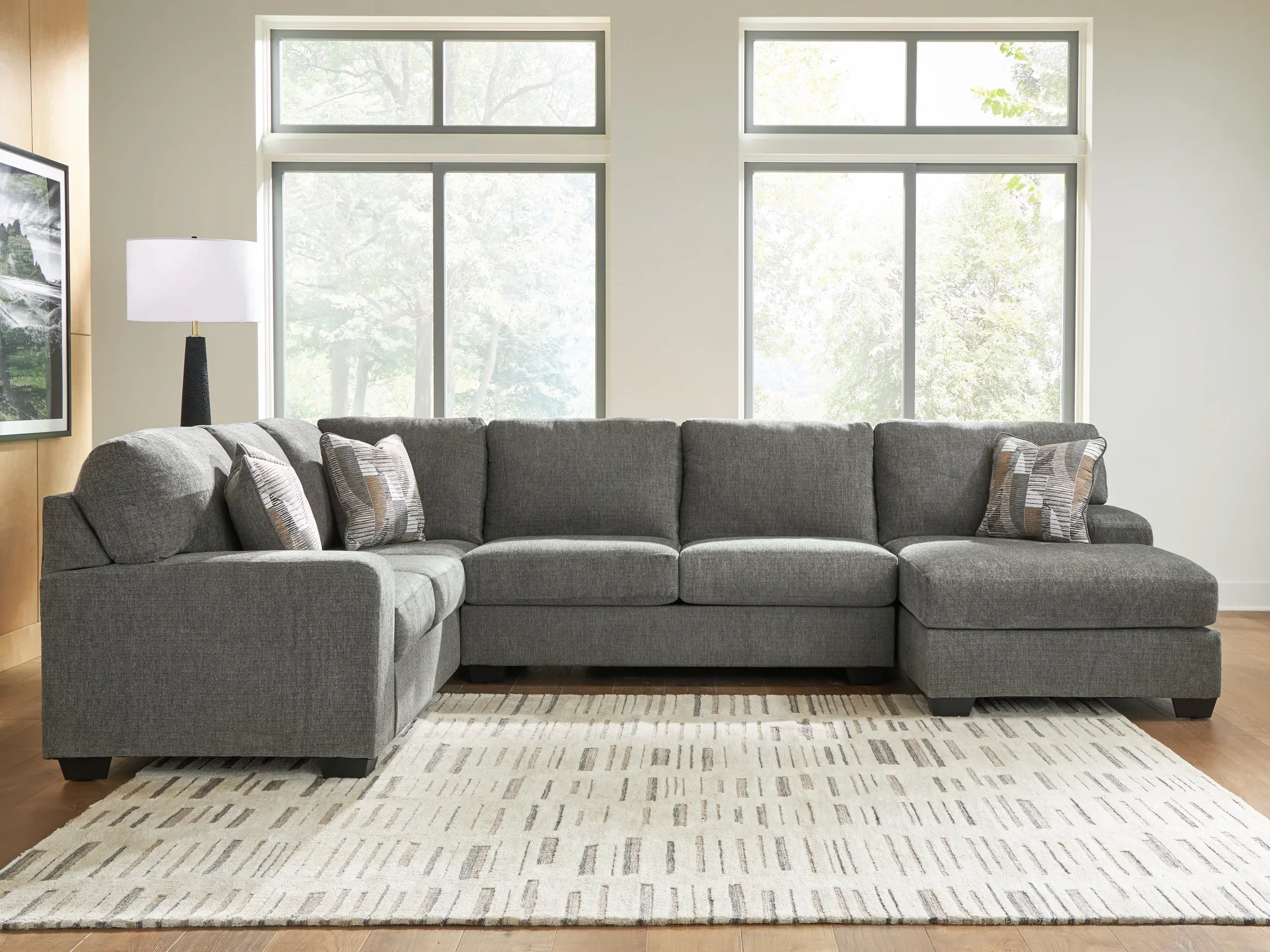 Clarington - 3-Piece Sleeper Sectional With RAF Chaise And LAF Sofa - Greystone - Image 2