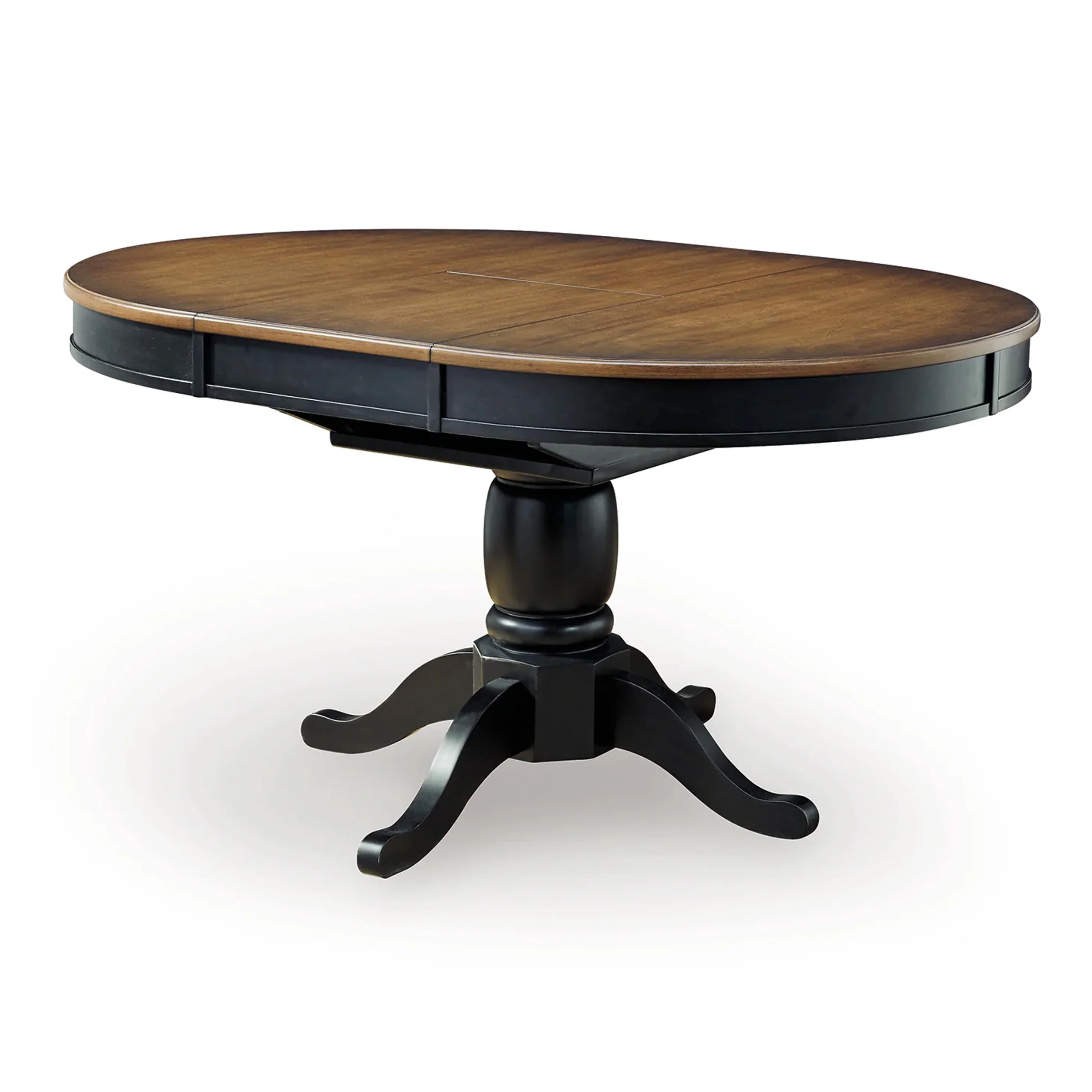 Clorazi - Oval Dining Room Butterfly Extension Table - Black / Brown