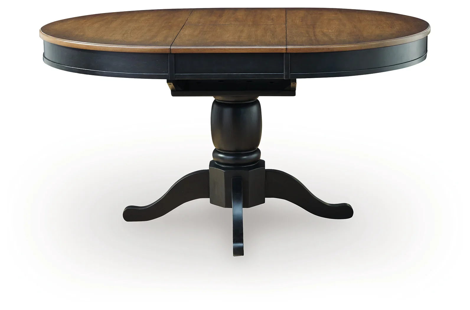 Clorazi - Oval Dining Room Butterfly Extension Table - Black / Brown - Image 3