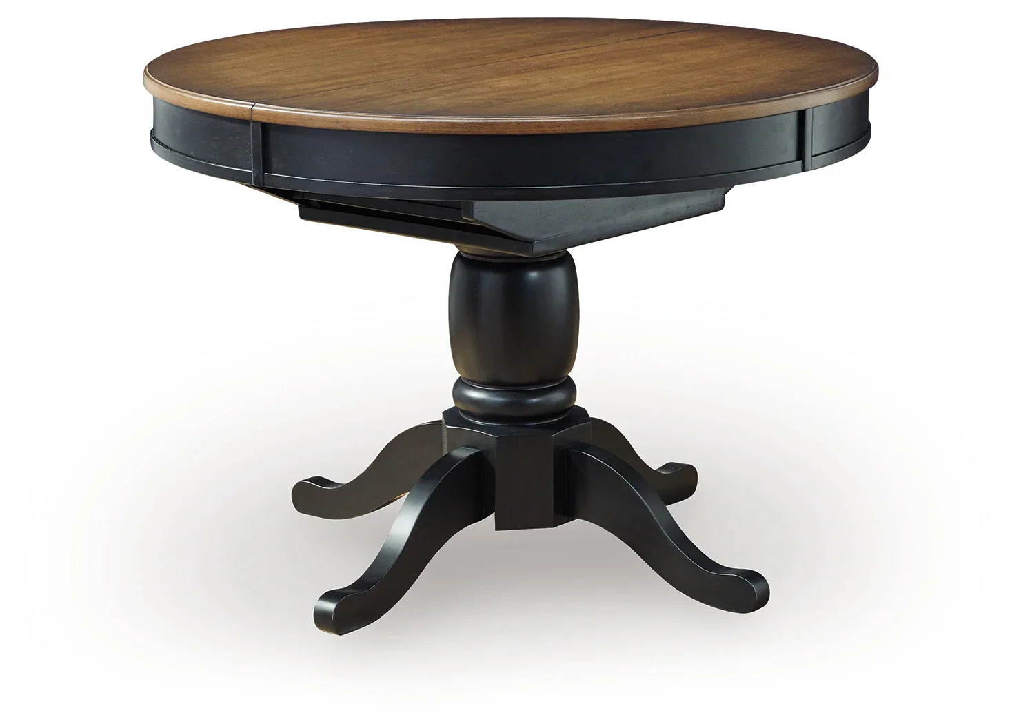 Clorazi - Oval Dining Room Butterfly Extension Table - Black / Brown - Image 4