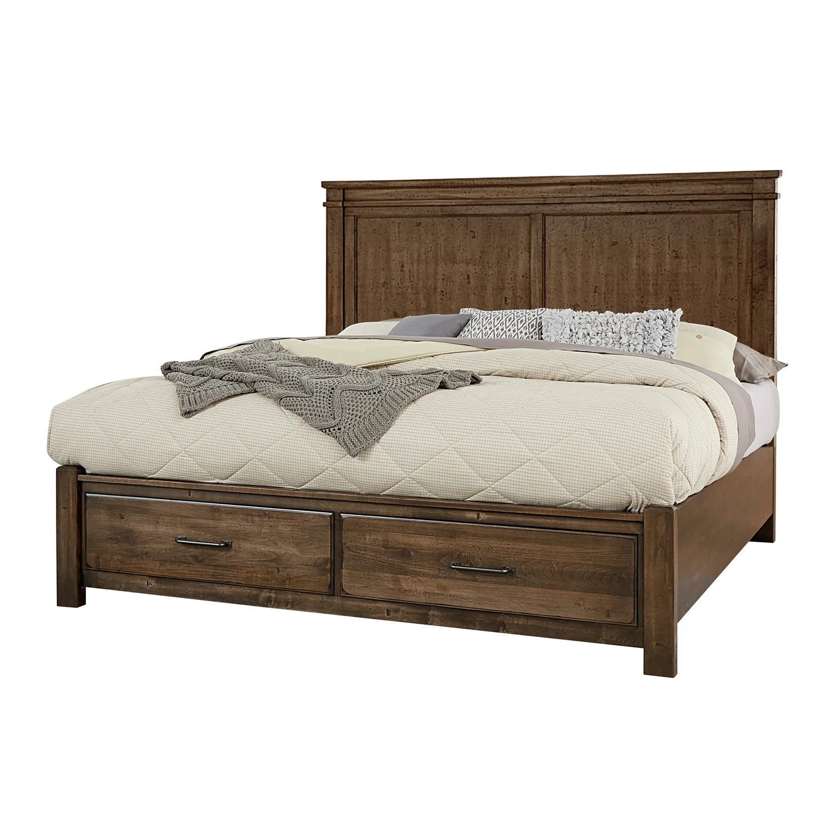Cool Rustic - Queen Mansion Bed With Footboard Storage - Mink