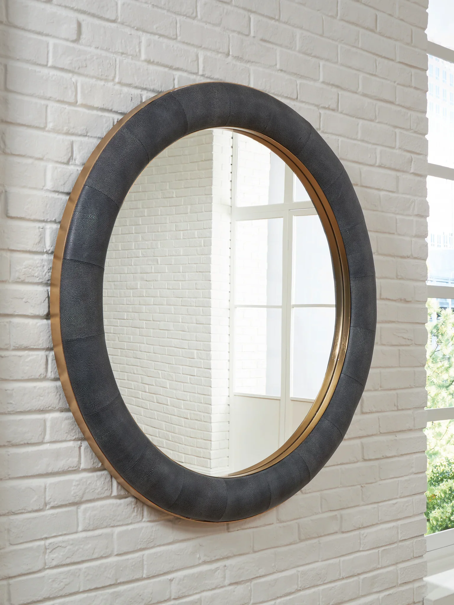 Corinsworth - Accent Mirror - Charcoal / Brass Finish - Image 2