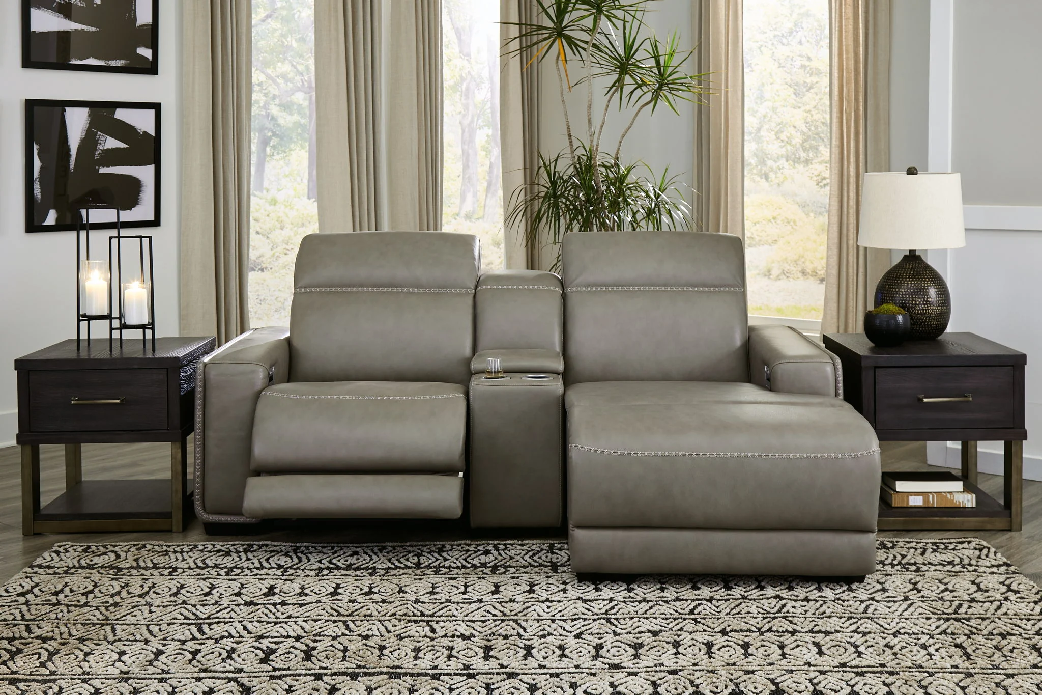 Correze - Gray - 3-Piece Power Reclining Sectional With Raf Back Chaise - Image 2