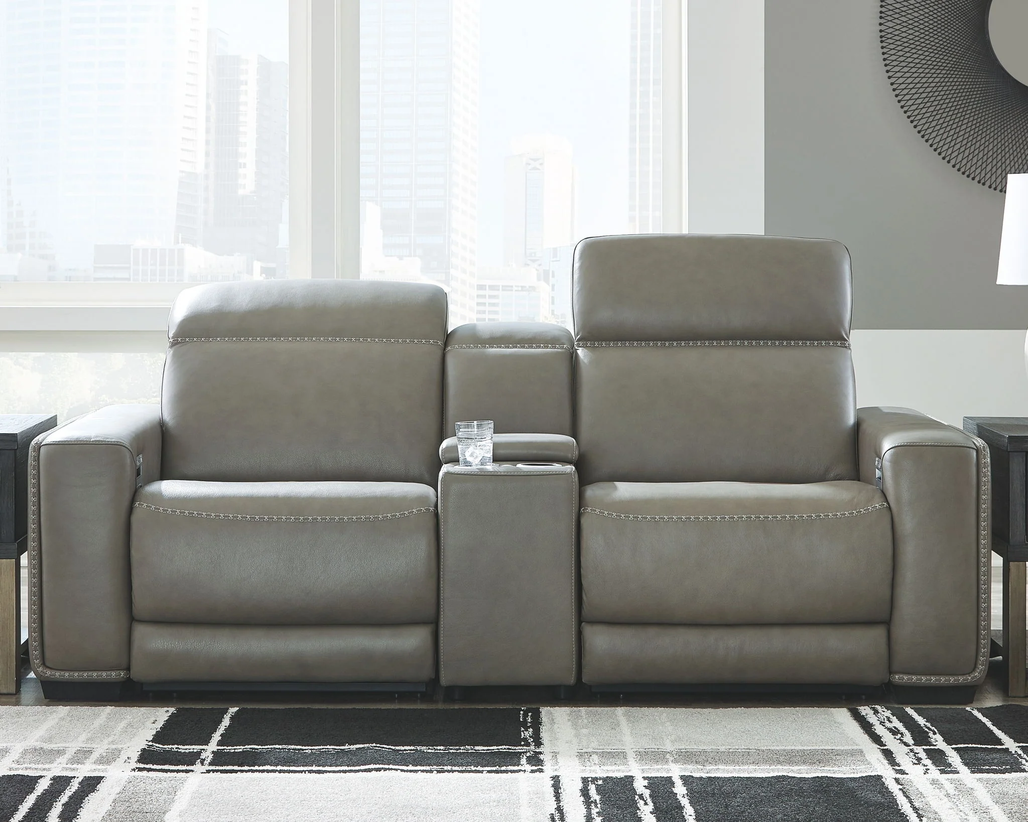Correze - Gray - Power Loveseat With Console 3 Pc Sectional - Image 5